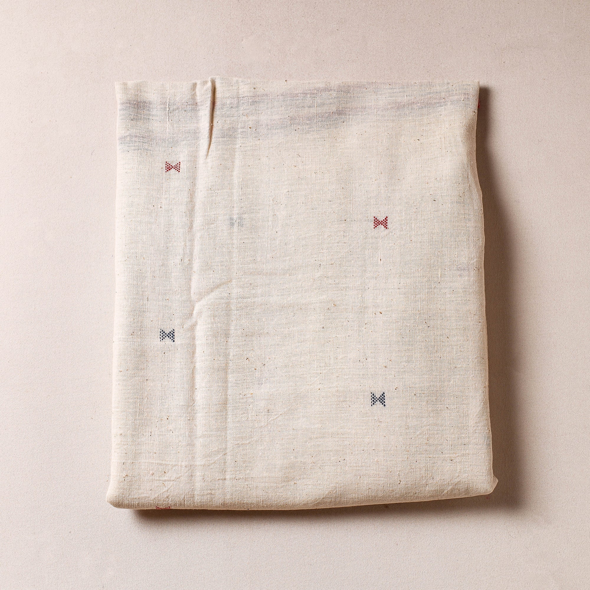 KACHCHH JI CHHAAP Beige - Organic Kala Cotton Handloom Buti Precut Fabric (2 meter)