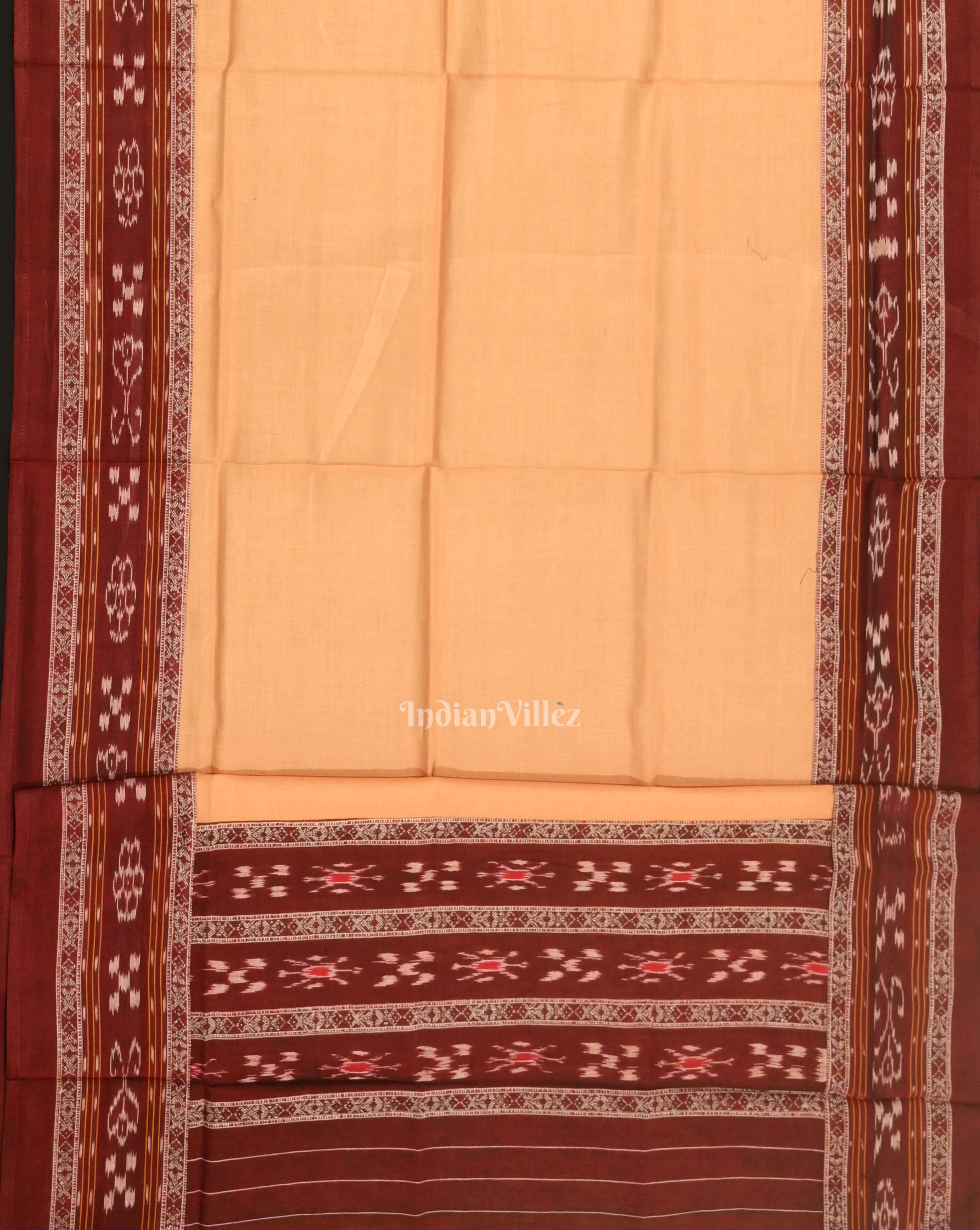 IndianVillèz Maroon Cream Flower Buti Odisha Ikat Sambalpuri Dress Set & Dupatta - view 3