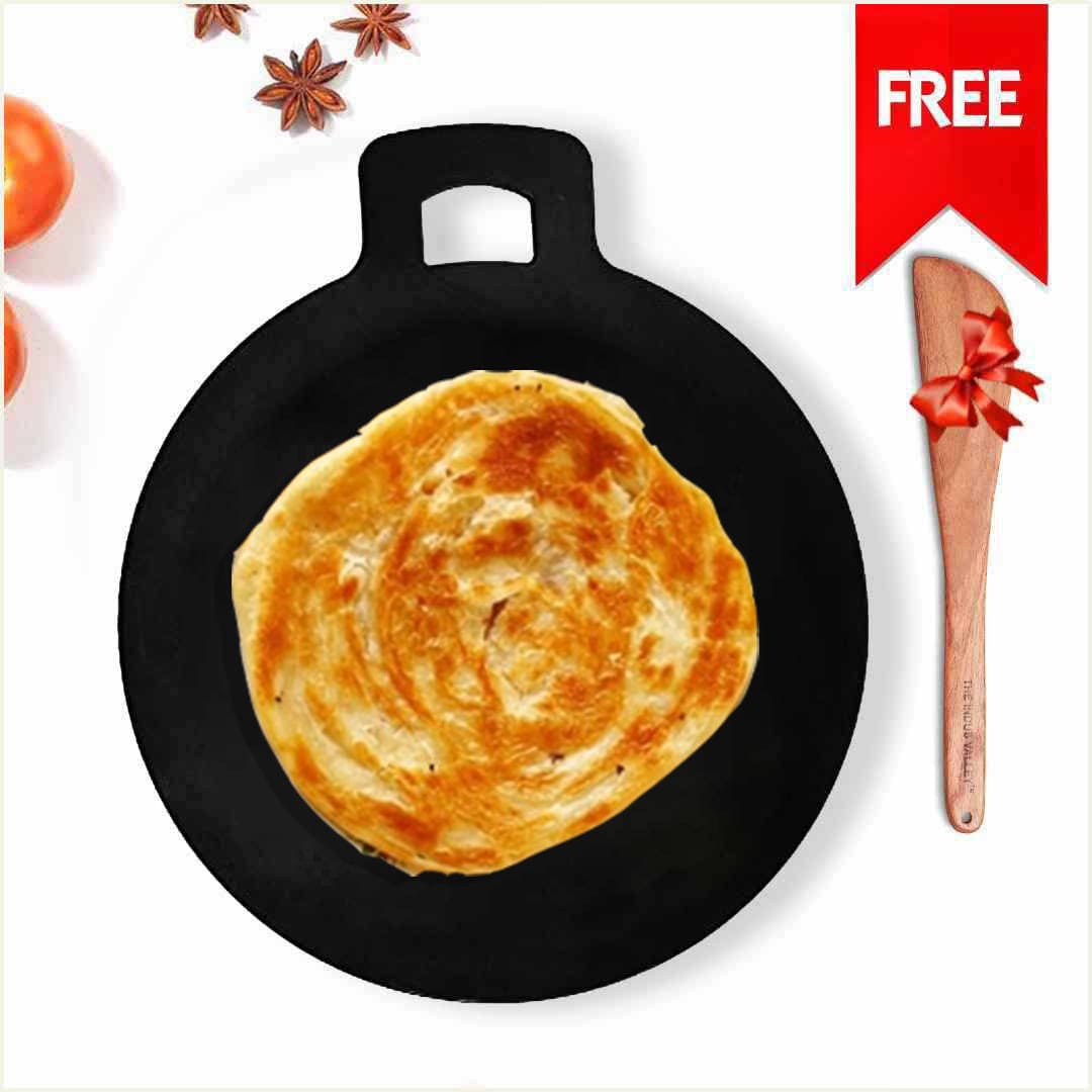 The Indus Valley 100% Pure Sheet Iron Tawa + Free ₹110 Spatula, Pre-seasoned, Toxin-free, 30.5cm, 1.8 / 1.4 kg