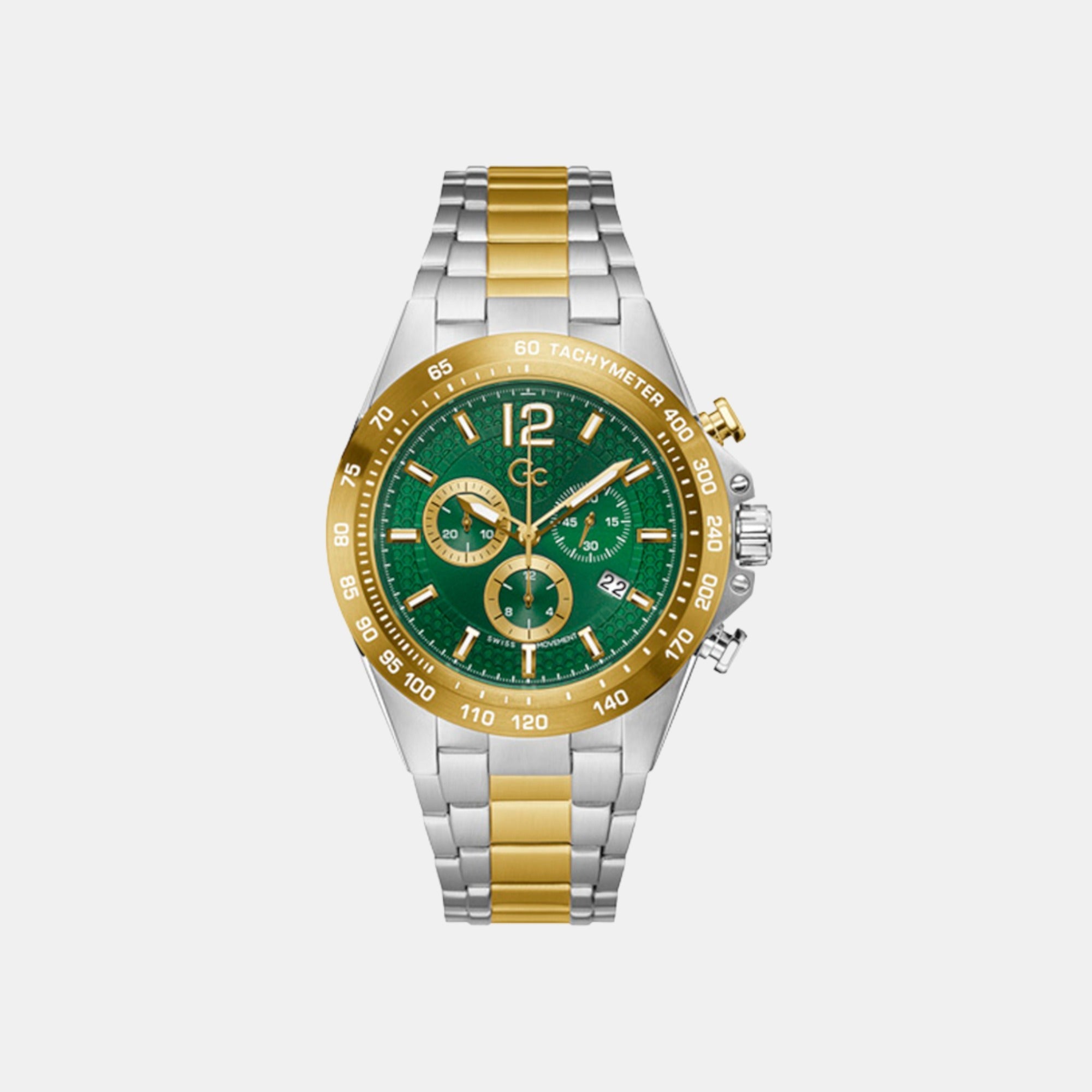 GC Audacious Men Quartz Green Dial Chronograph Stainless Steel Watch Z07008G9MF