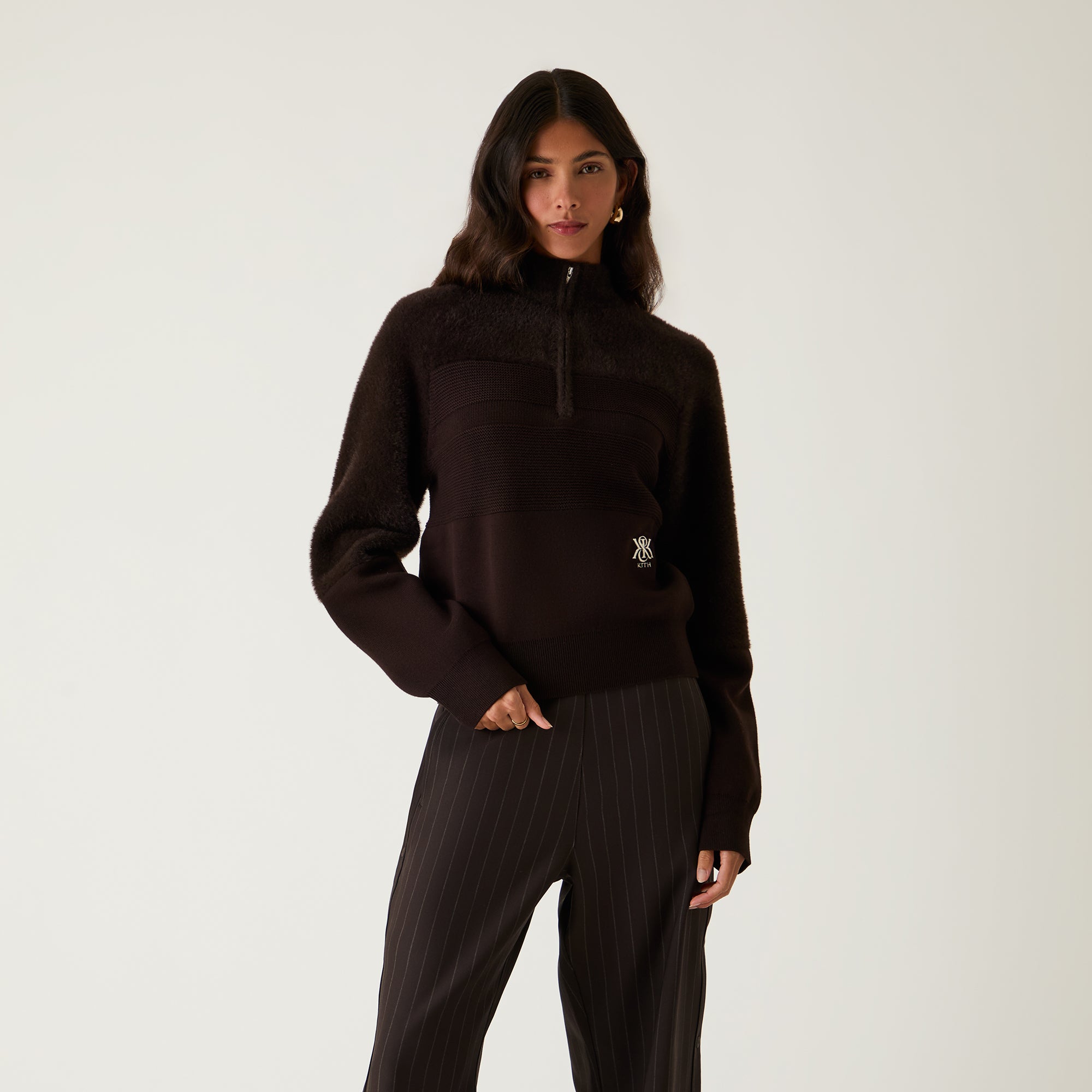 Kith Women Presley Blocked Mohair Zip Sweater - Incognito - view 2
