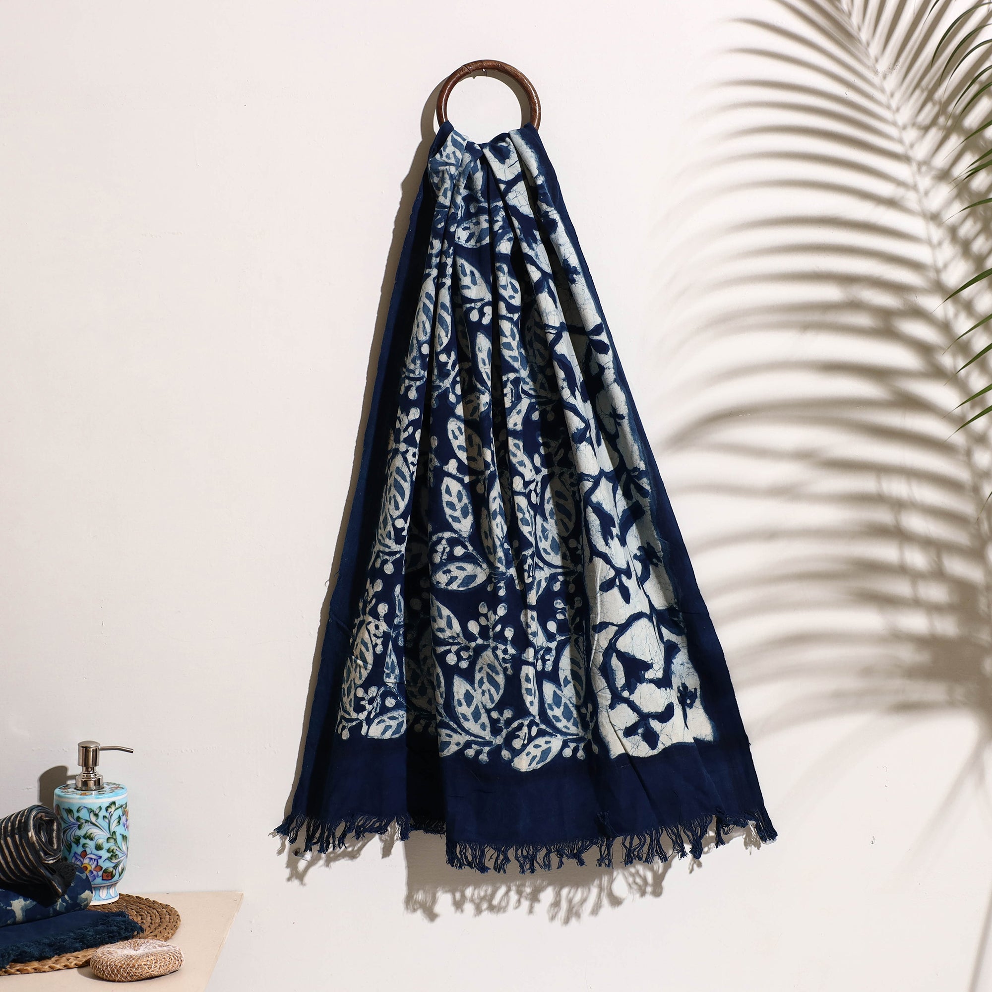 BINDAAS UNLIMITED Blue - Bindaas Block Printed Handloom Cotton Towel