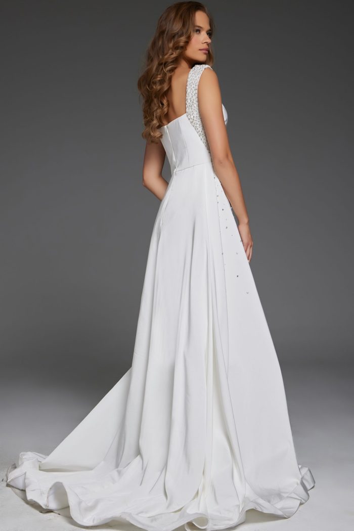 Jovani 39921 Long Beaded A Line Gown Wedding Dress - view 2