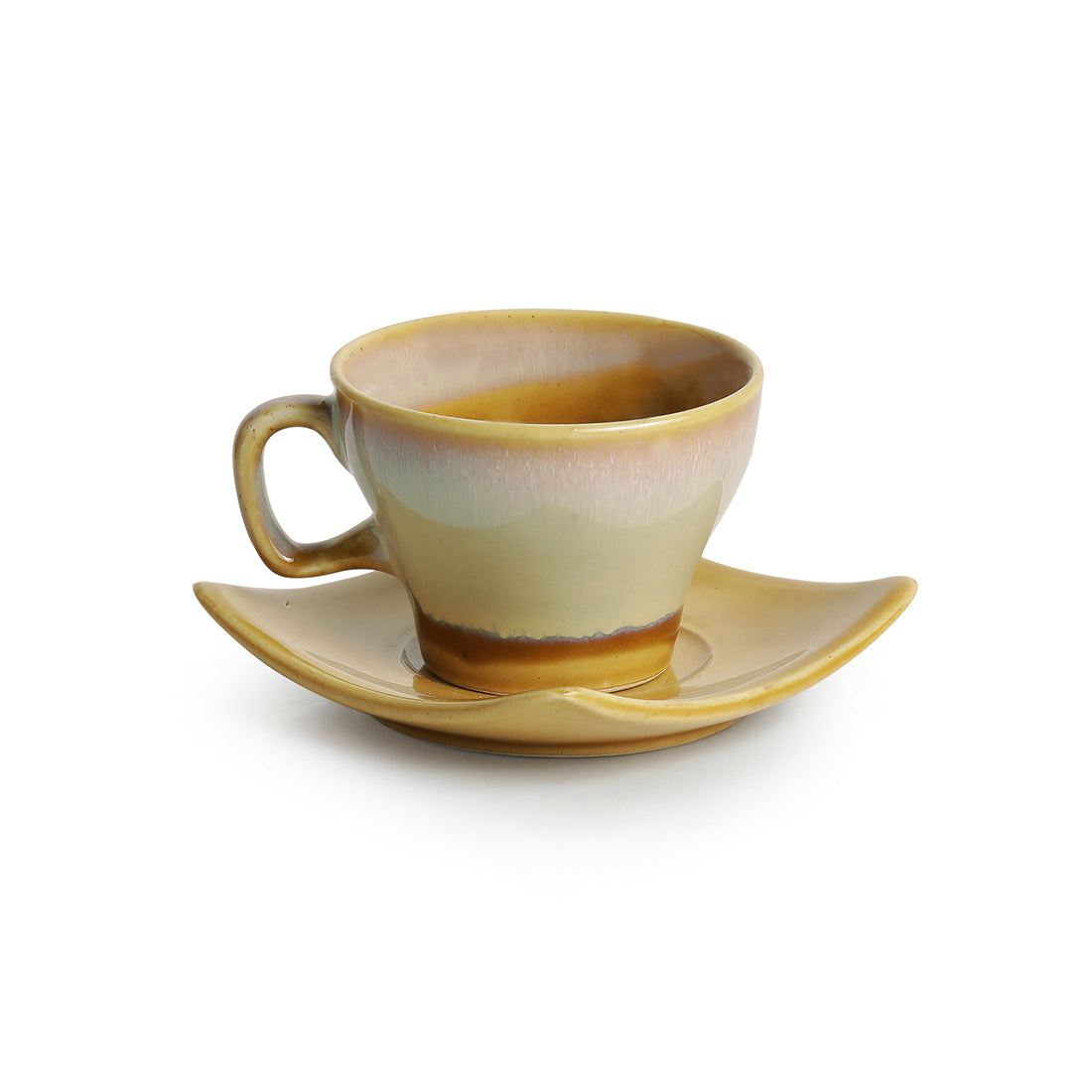 EXCLUSIVELANE 'A Universe in Chai' Tea Cups & Saucers Set Dual Glazed Studio Pottery In Ceramic (Set Of 6) - view 3