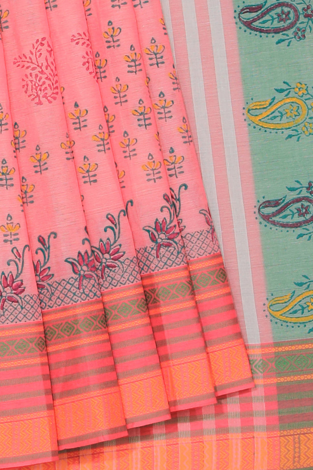 Kalanjali Ethnics Hand block printed cotton saree