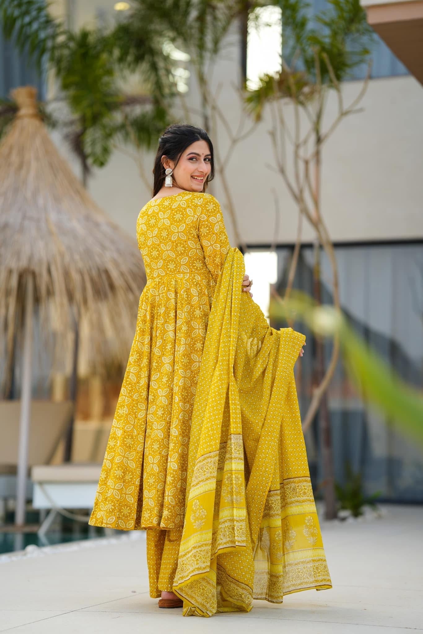 Idaho-o Vastra yellow cotton suit set - view 6
