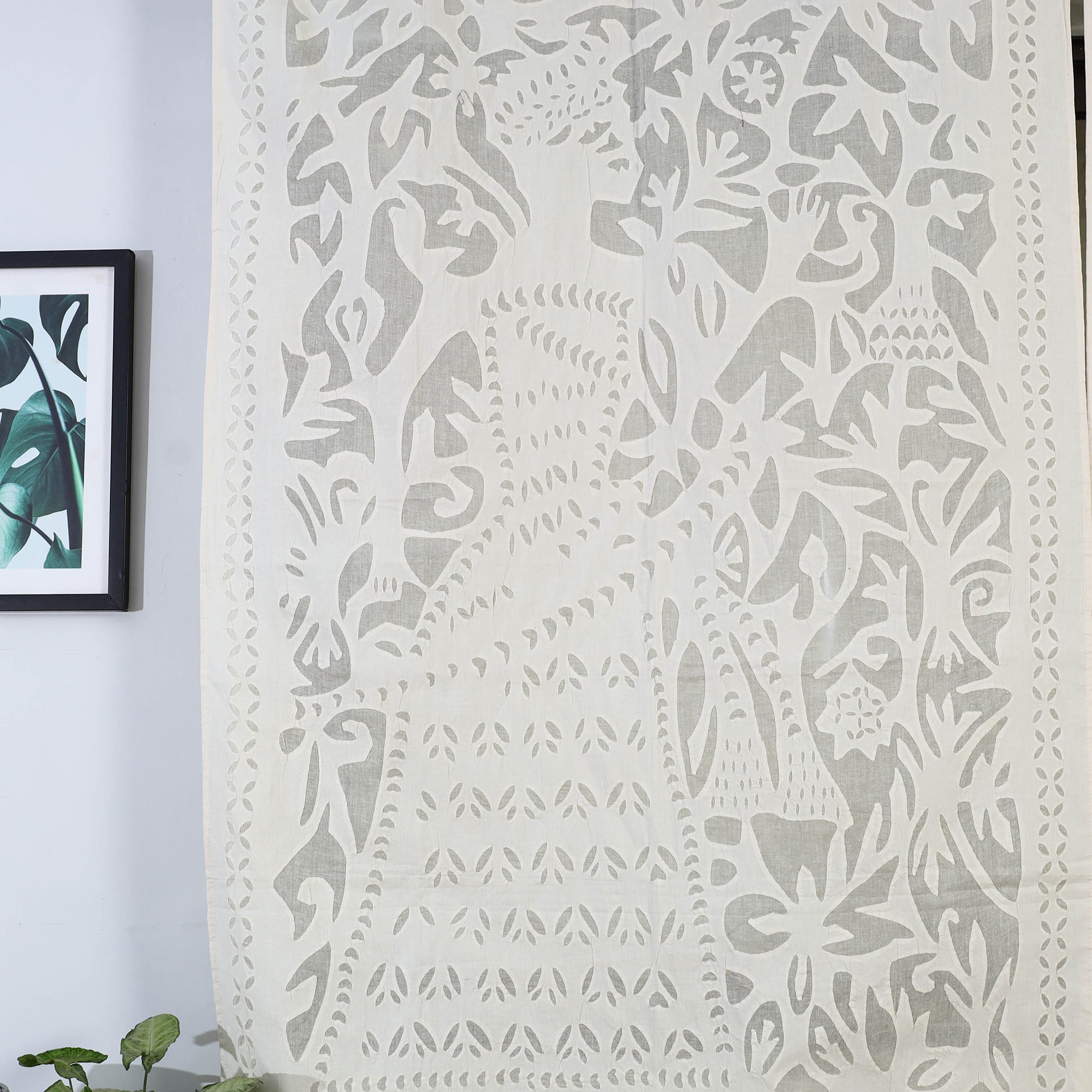 SHADES OF MARUDHARA Beige - King Cutwork Cotton Barmer Applique Window Curtain - view 3