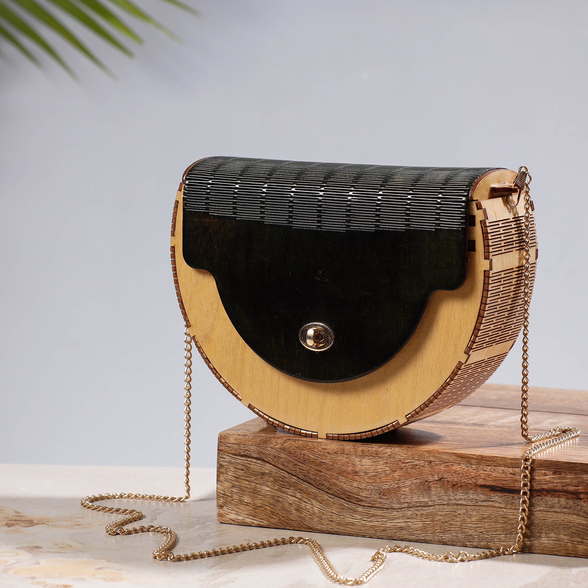 NABARD - ARTISAN CONNECT Beige - Handcrafted Birch Wooden Sling Bag