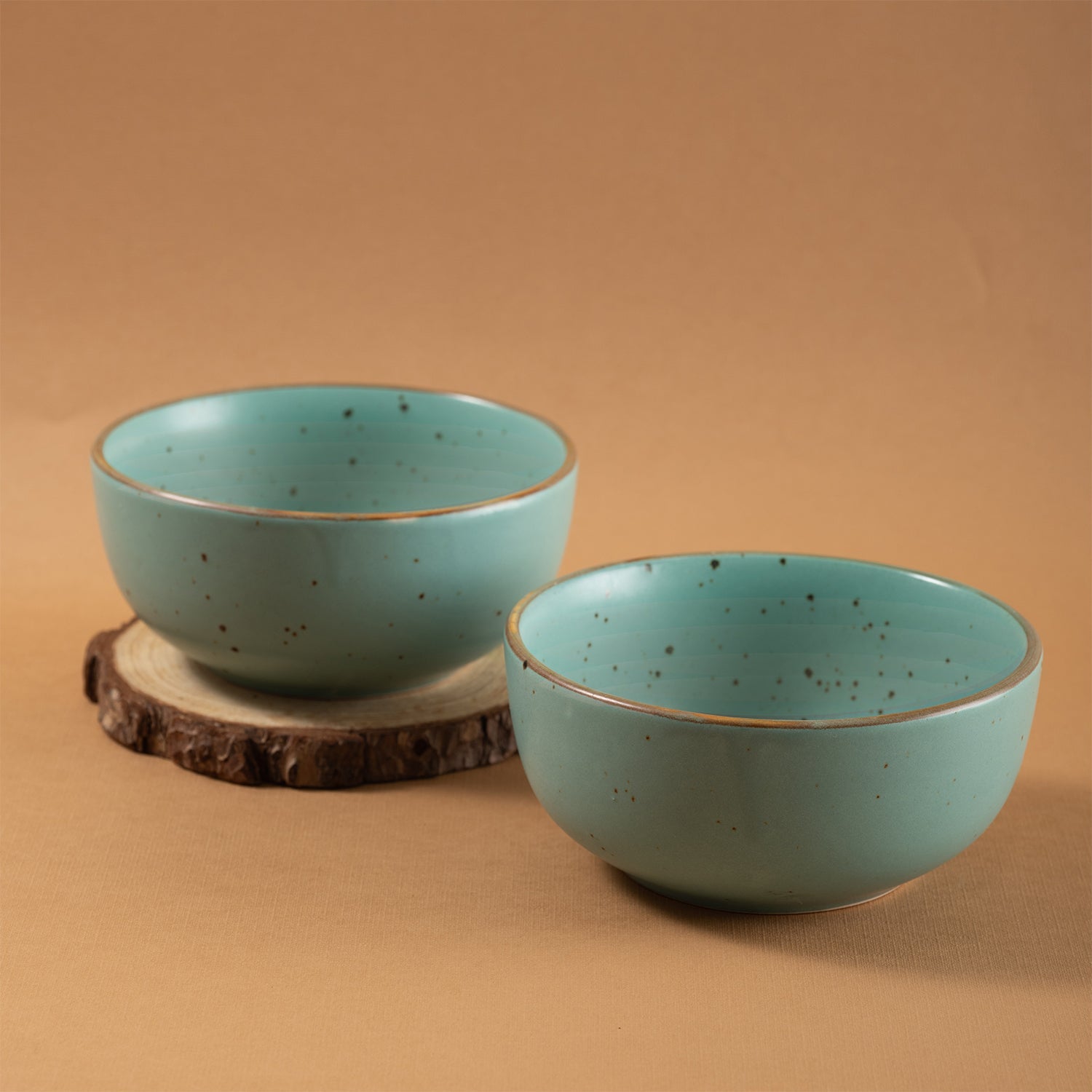 Urban Space Home Furnishing Handmade Ceramic Snack Bowls, Ramen Soup bowls, Serving Bowls, Set of 2, Ocean Green