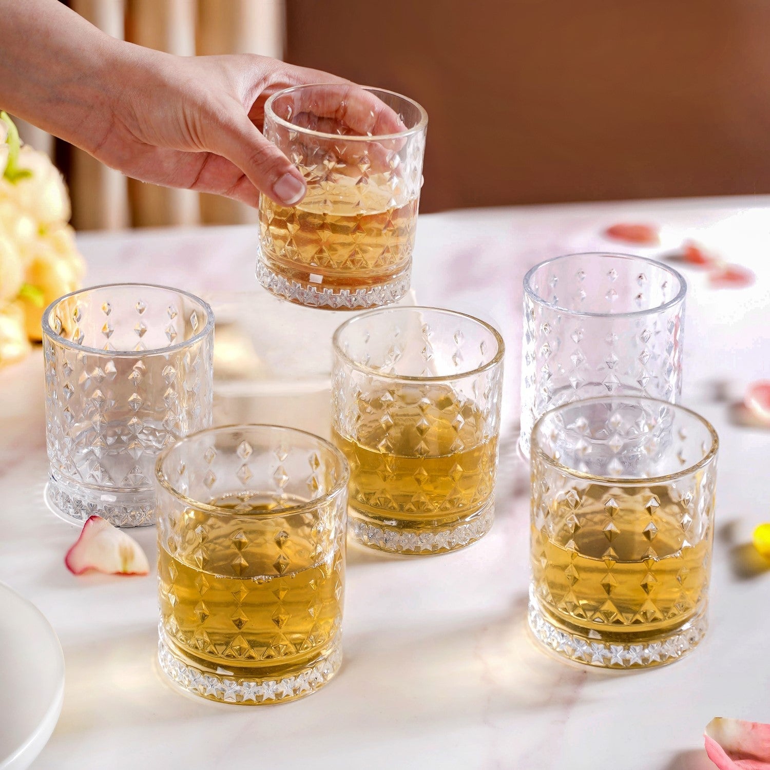Nestasia Diamond Embossed Whiskey Glasses Set Of 6 250ml - view 2