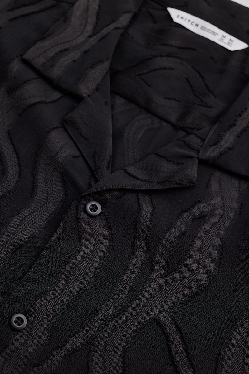 SNITCH Black Textured Box Fit Shirt - view 2
