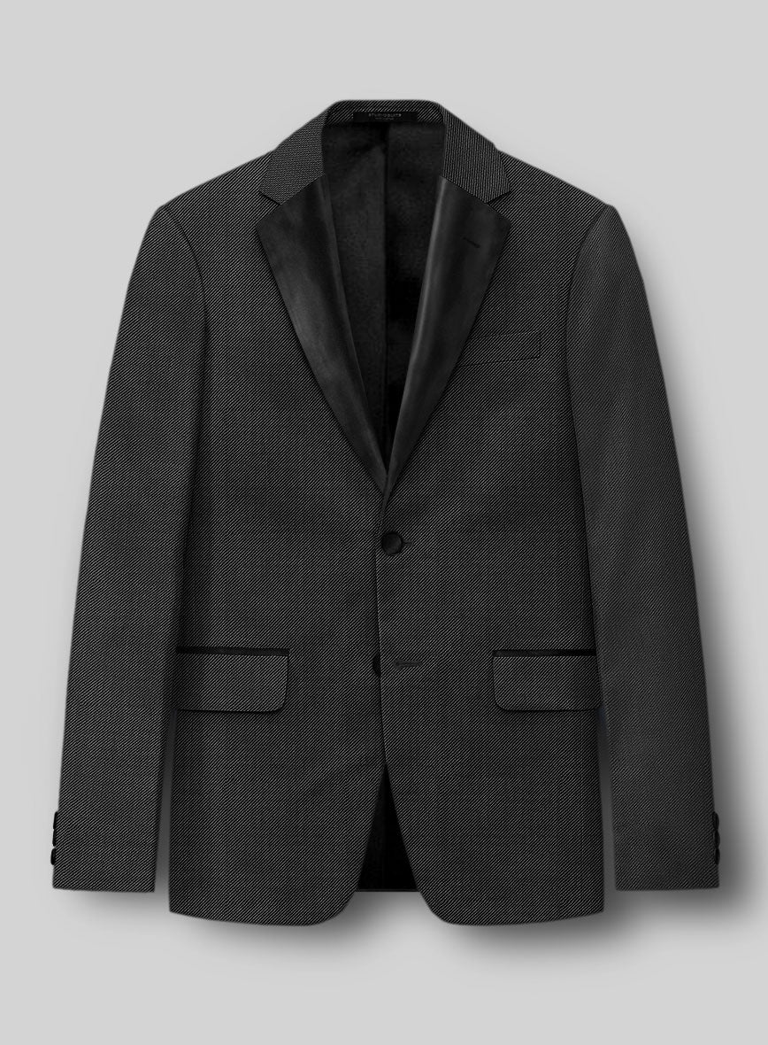 StudioSuits Napolean Cavalry Twill Charcoal Wool Tuxedo Jacket