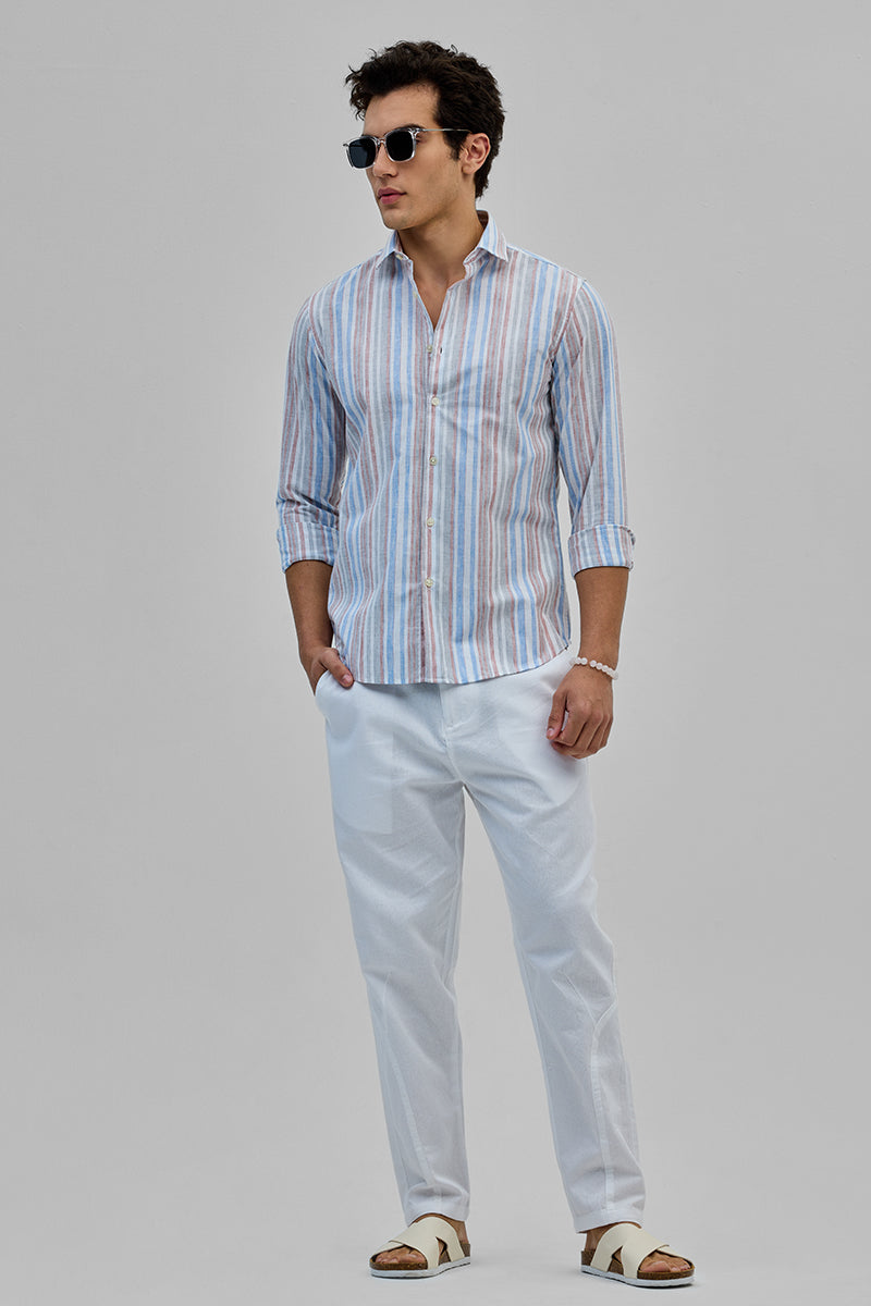 SNITCH Light Pink Stripes Slim Fit Shirt - view 3