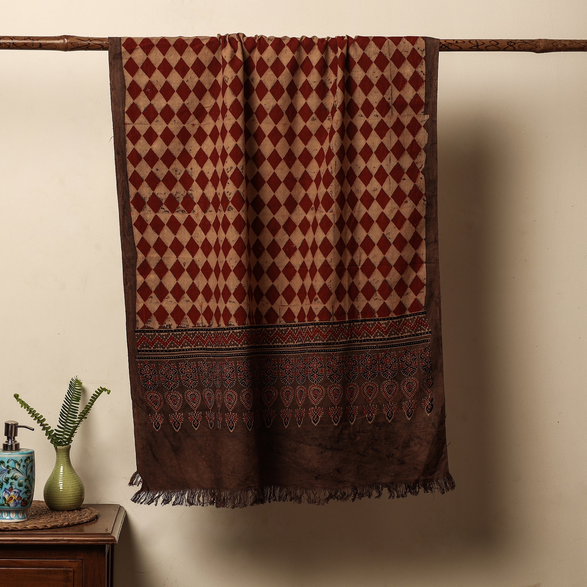 KACHCHH JI CHHAAP Brown - Block Print Cotton Ajrakh Handloom Towel - view 4