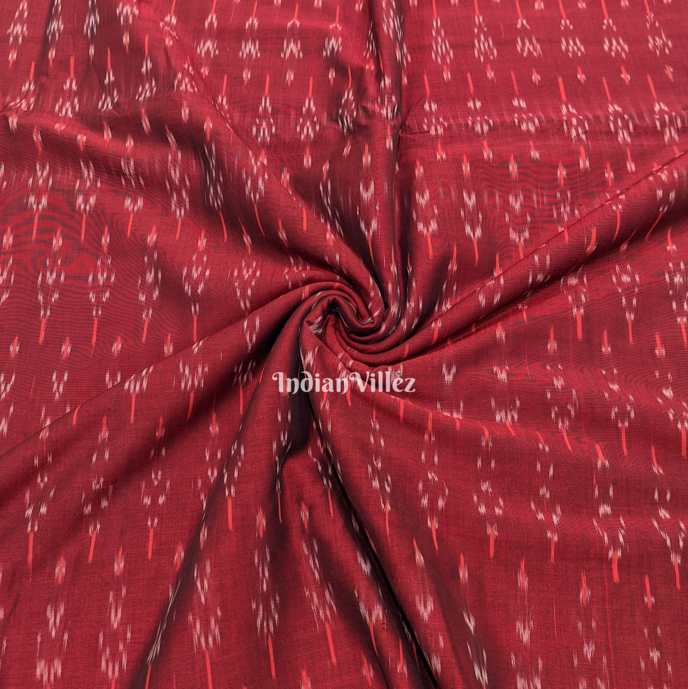 IndianVillèz Maroon Pochampally Ikat Cotton Fabric