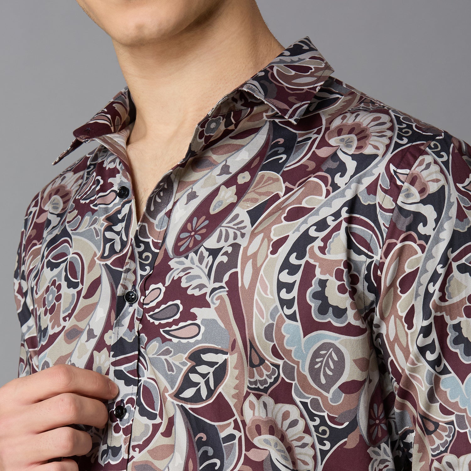 MARK & ALBERT Giza Cotton Printed Shirt – Red - view 4