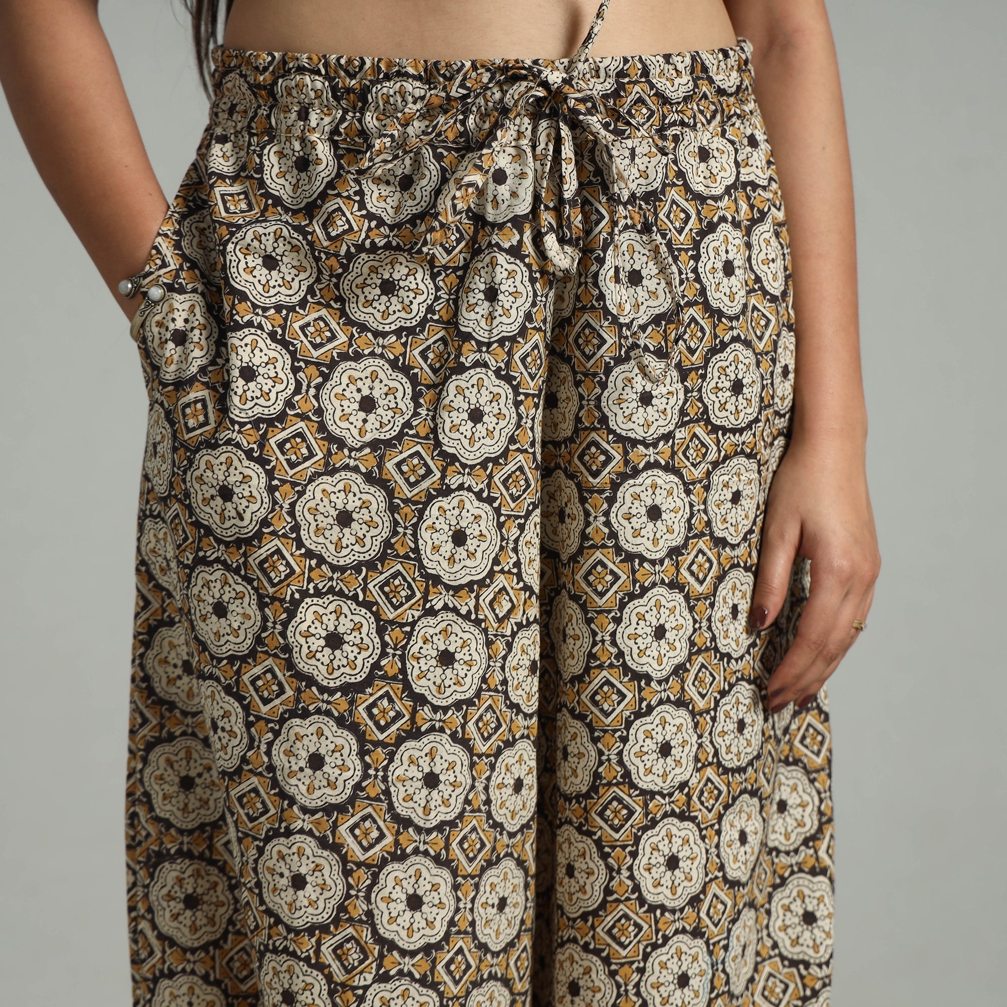 ITOKRI CASUALS Brown - Bagru Block Print Cotton Elasticated Harem Pant 13 - view 4