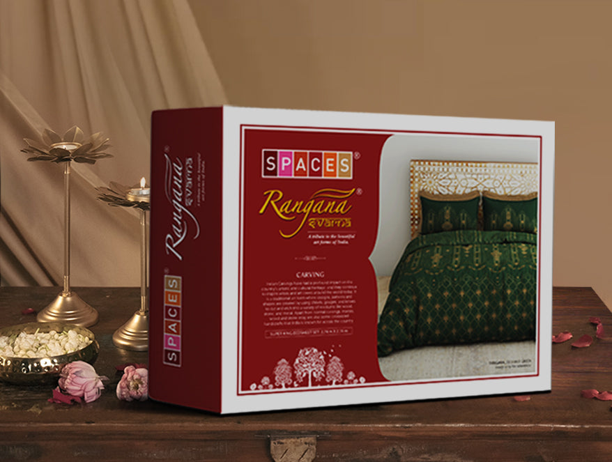 Spaces India Gond Ornate Dark Brown 100% Cotton King Size Bedsheet - Rangana by Spaces - view 2