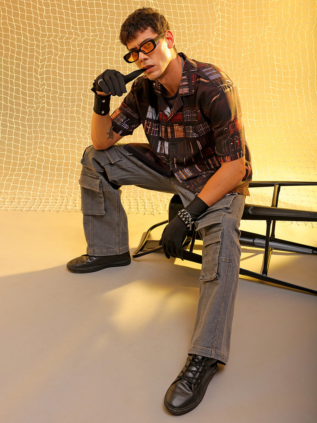 The Indian Garage Co Men's Brown Oversized Fit Graphic Shirt - view 2