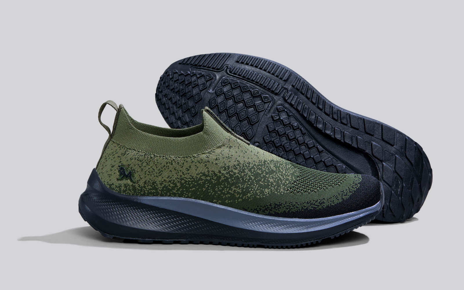 Neeman's Blend Knit Slip Ons : Olive-Black - view 10