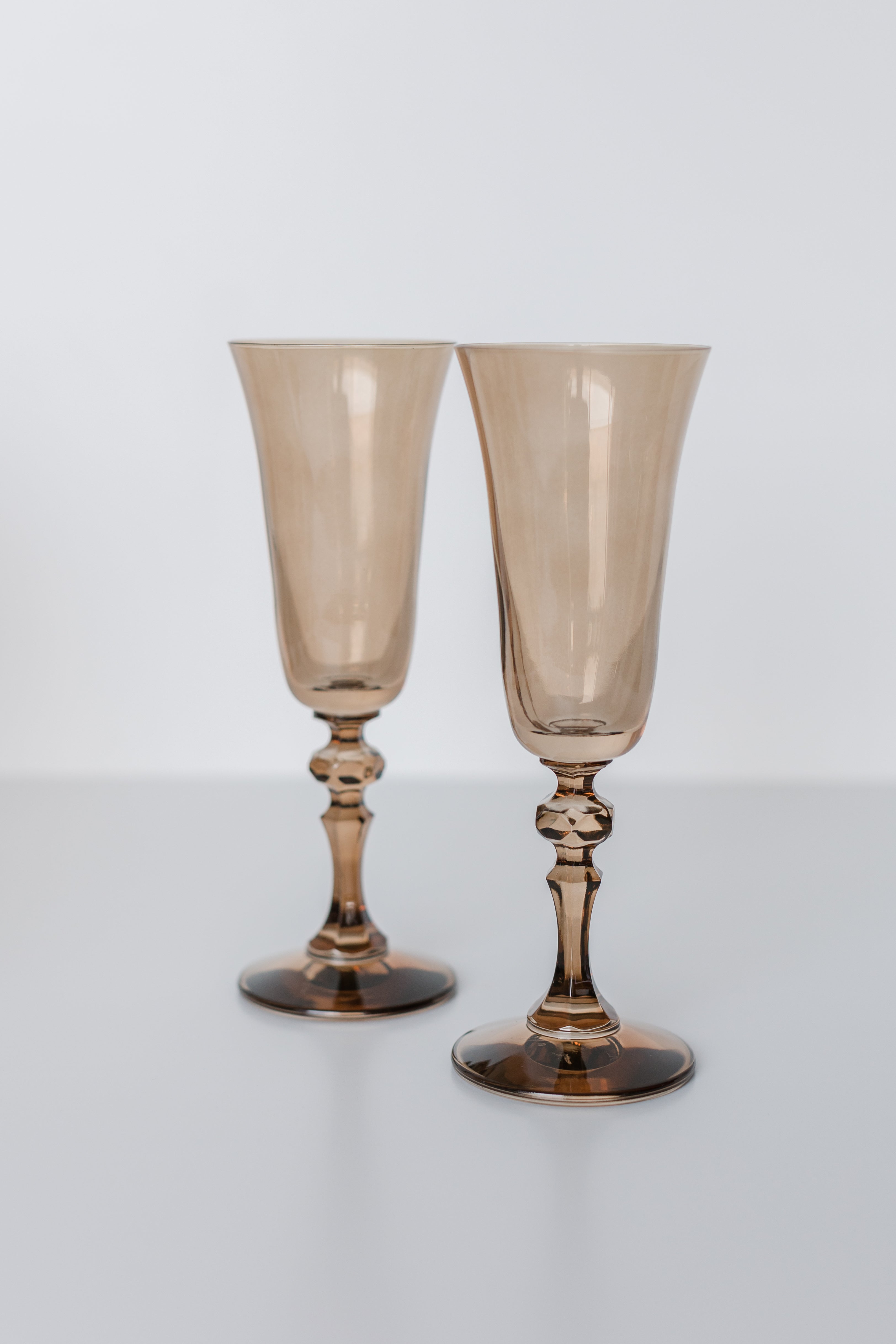 Estelle Colored Glass Estelle Colored Regal Flute - Set of 2 {Mocha Mousse (Our Amber Smoke)}