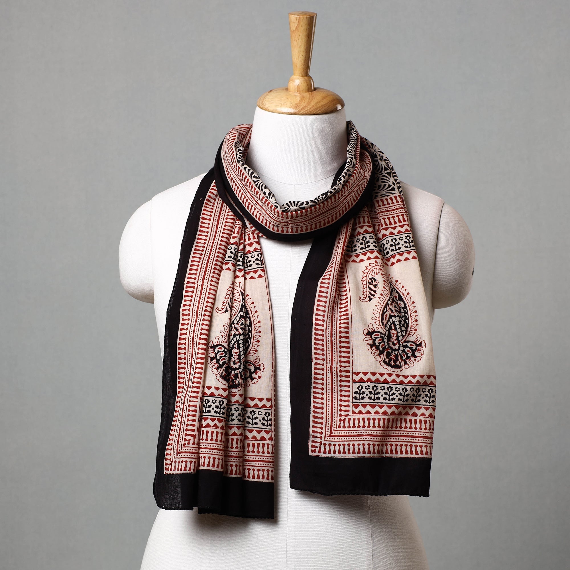 BAGH PRINTS BY MOHAMMED BILAL KHATRI Black - Bagh Hand Block Printed Cotton Stole
