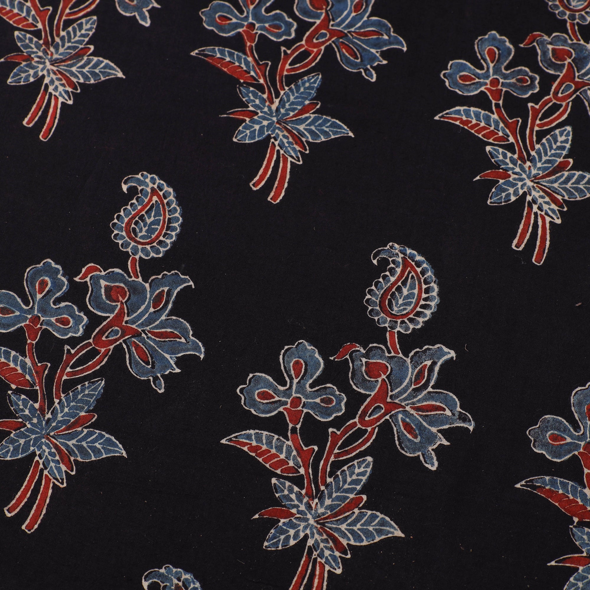 AJRAKH BY JABBAR KHATRI Black - Natural Dyed Cotton Ajrakh Print Fabric 54 - view 4