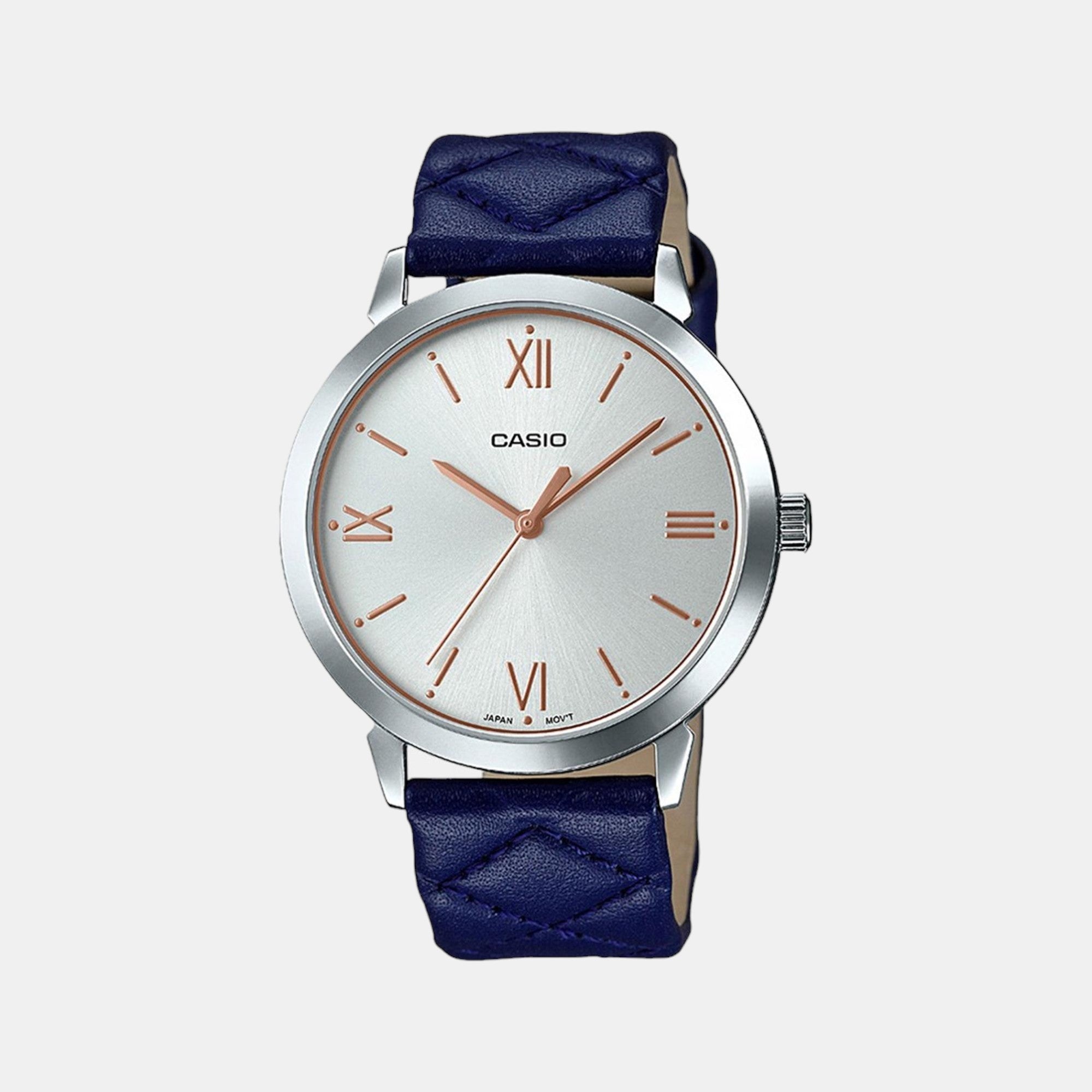Casio Enticer Women Quartz Silver Dial Analog Leather Watch A1482