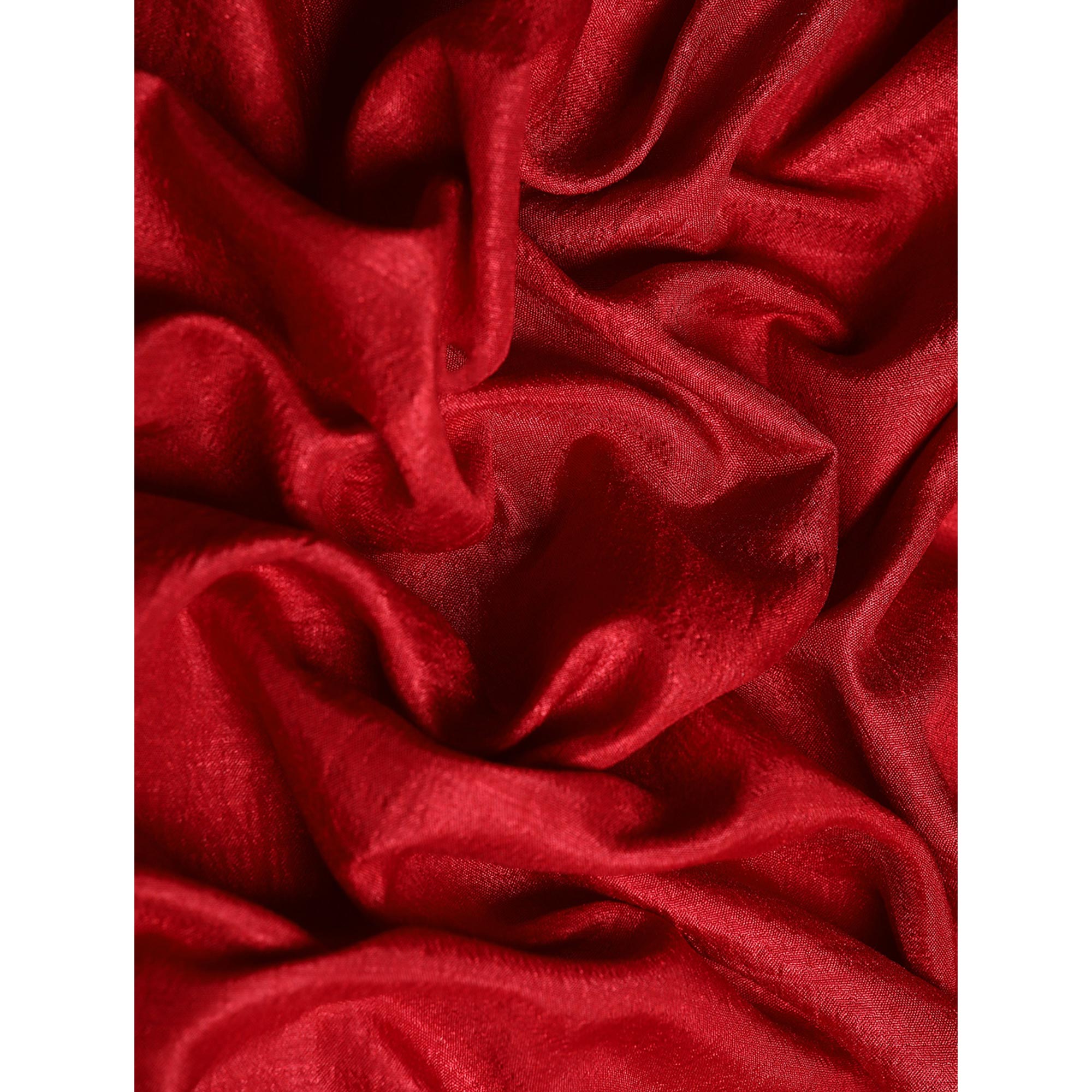 Peachmode Maroon Solid Vichitra Silk Saree With Zari Border - view 6