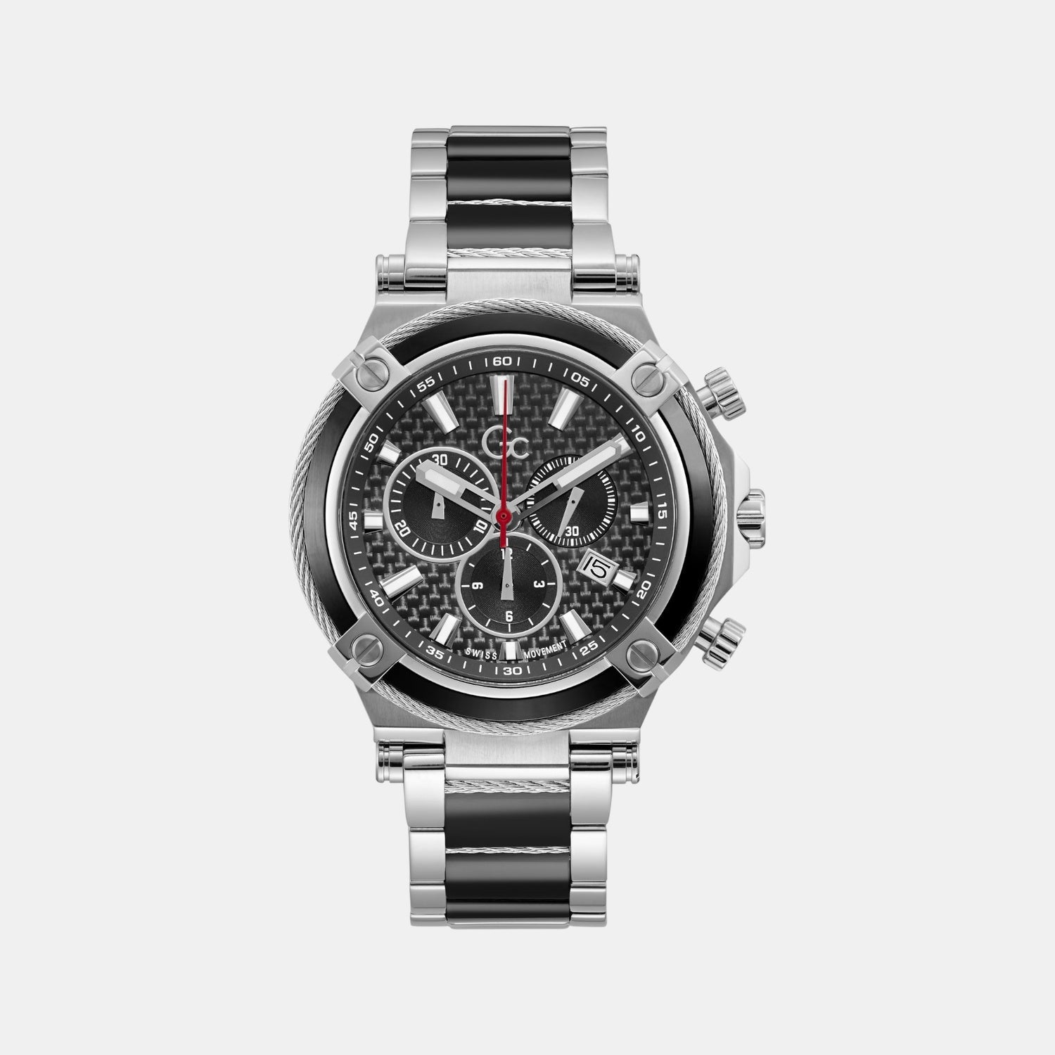 GC CableSport Men Quartz Black Dial Chronograph Stainless Steel Watch Y89001G2MF