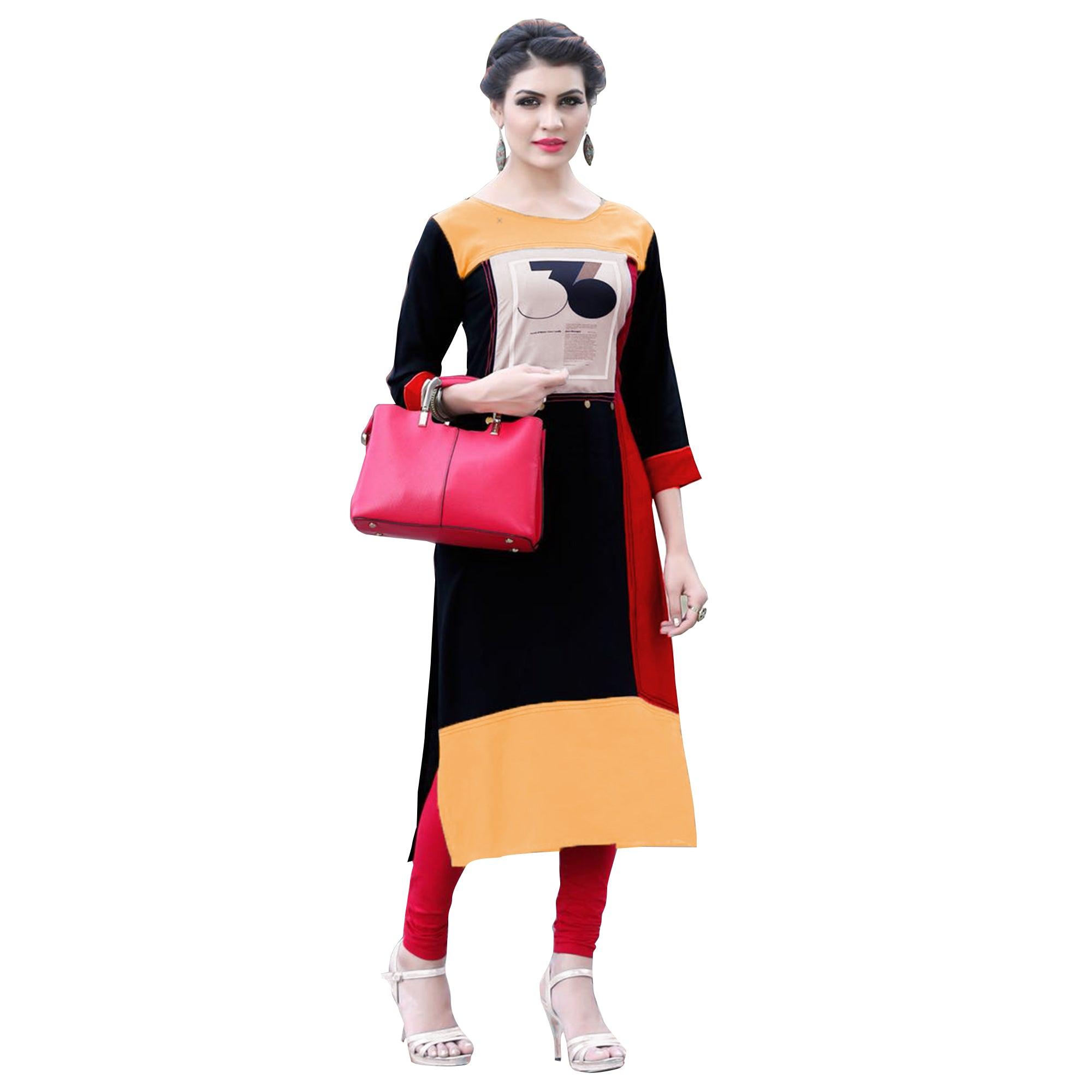 Peachmode Multi-Colored Digital Printed Rayon Kurti