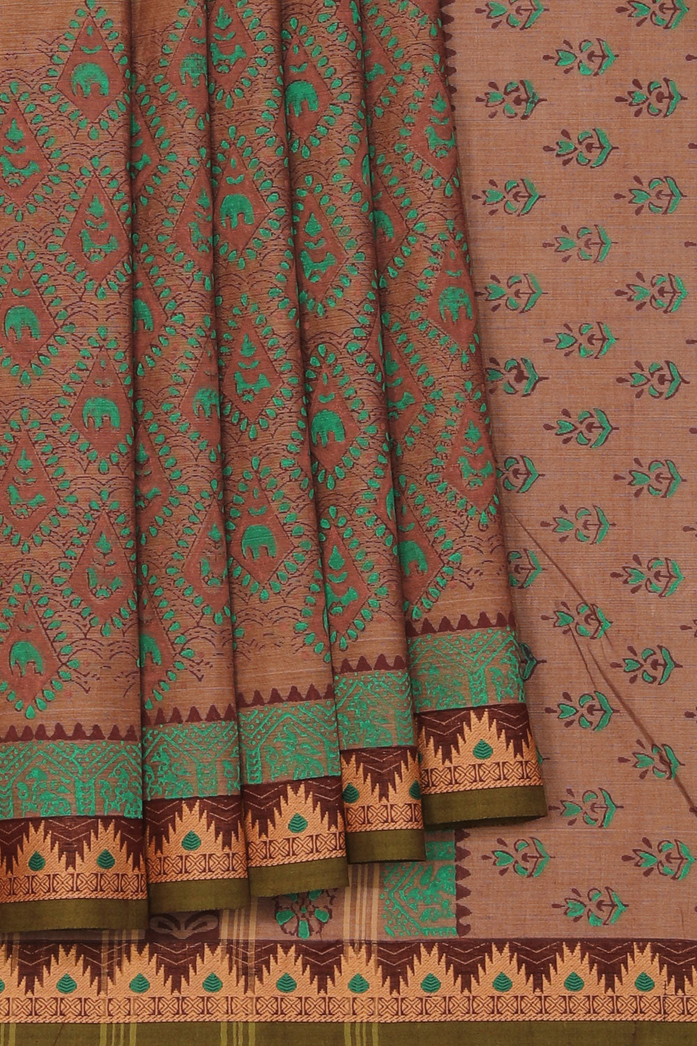 Kalanjali Ethnics Hand block printed cotton saree - view 2