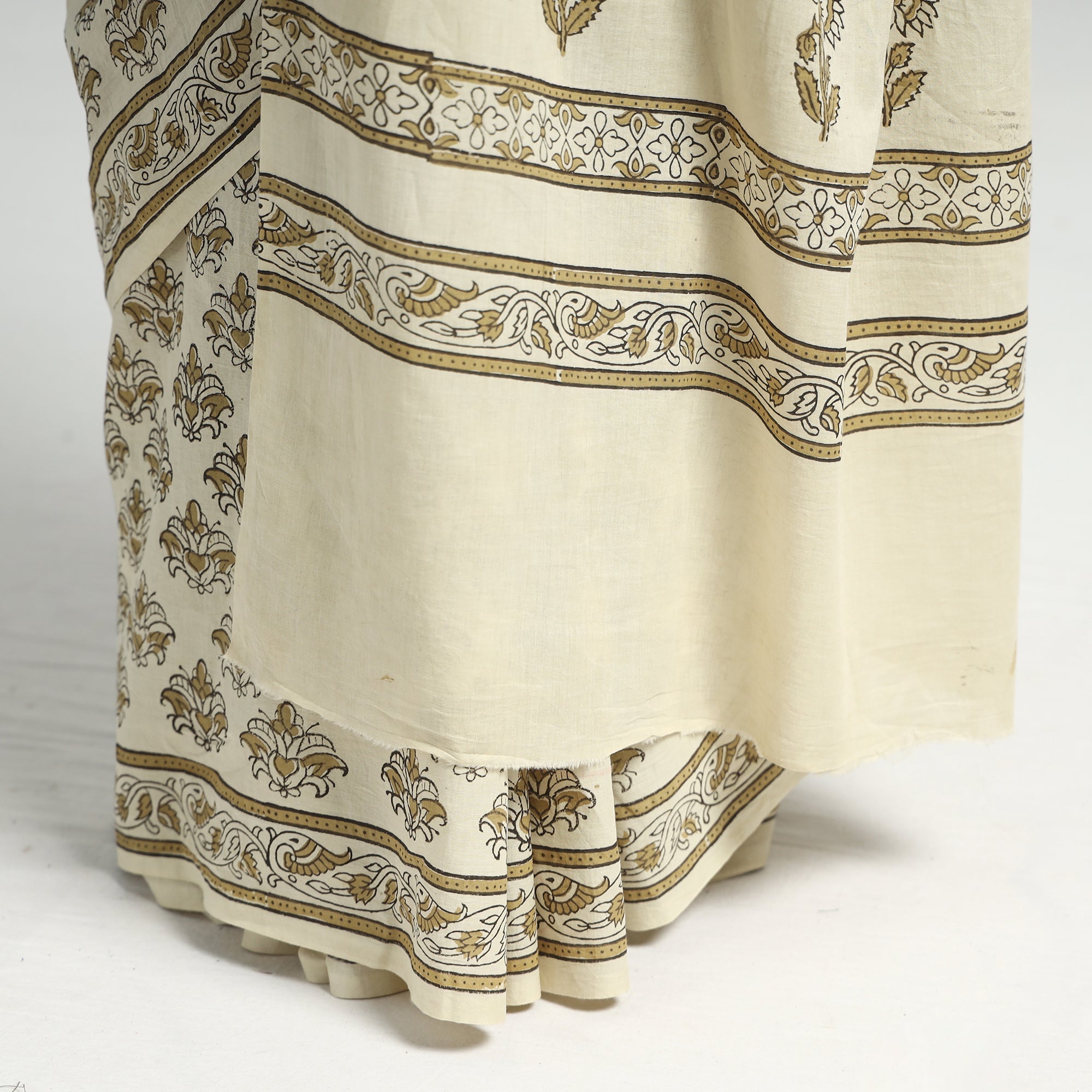 HAVELI CHRONICLES Beige - Akola Hand Block Printed Cotton Saree - view 5