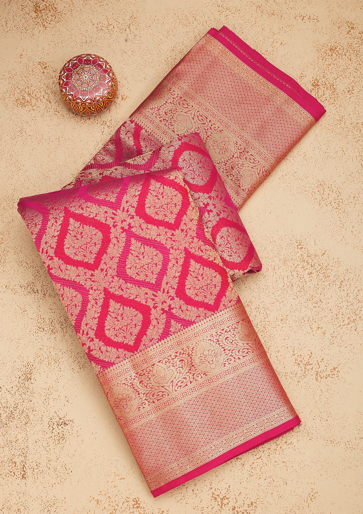 Koskii Rani Pink Zariwork Pure Silk Saree – Women's