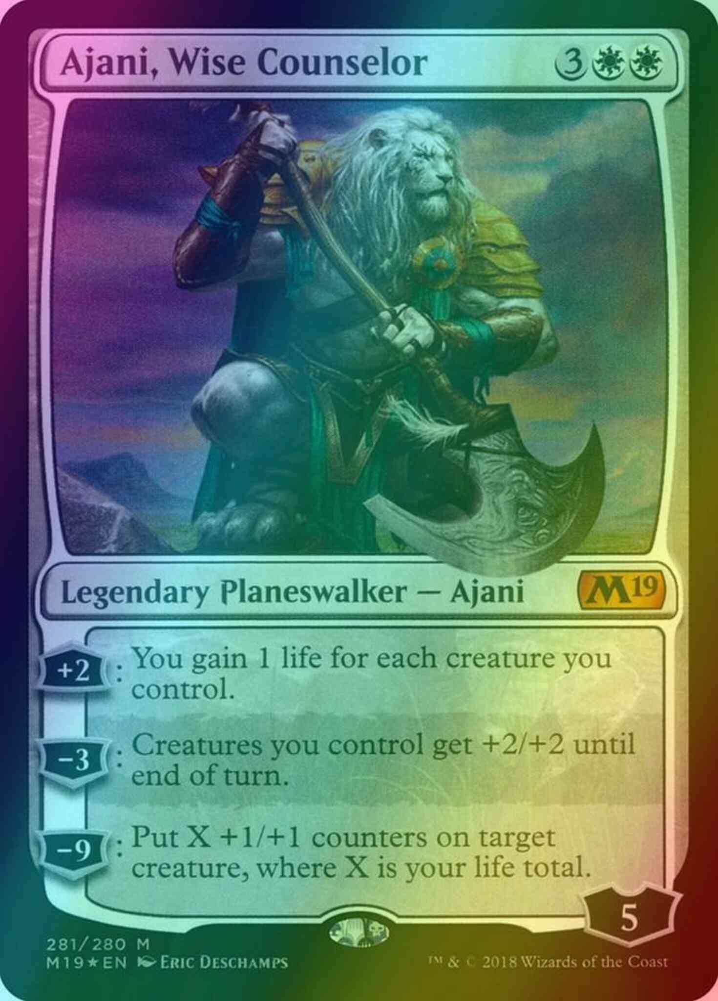 Ajani wise counselor – Magic Ajani, Wise Counselor [281] [Planeswalker Deck Exclusive] [Core Set 2019] [Foil]