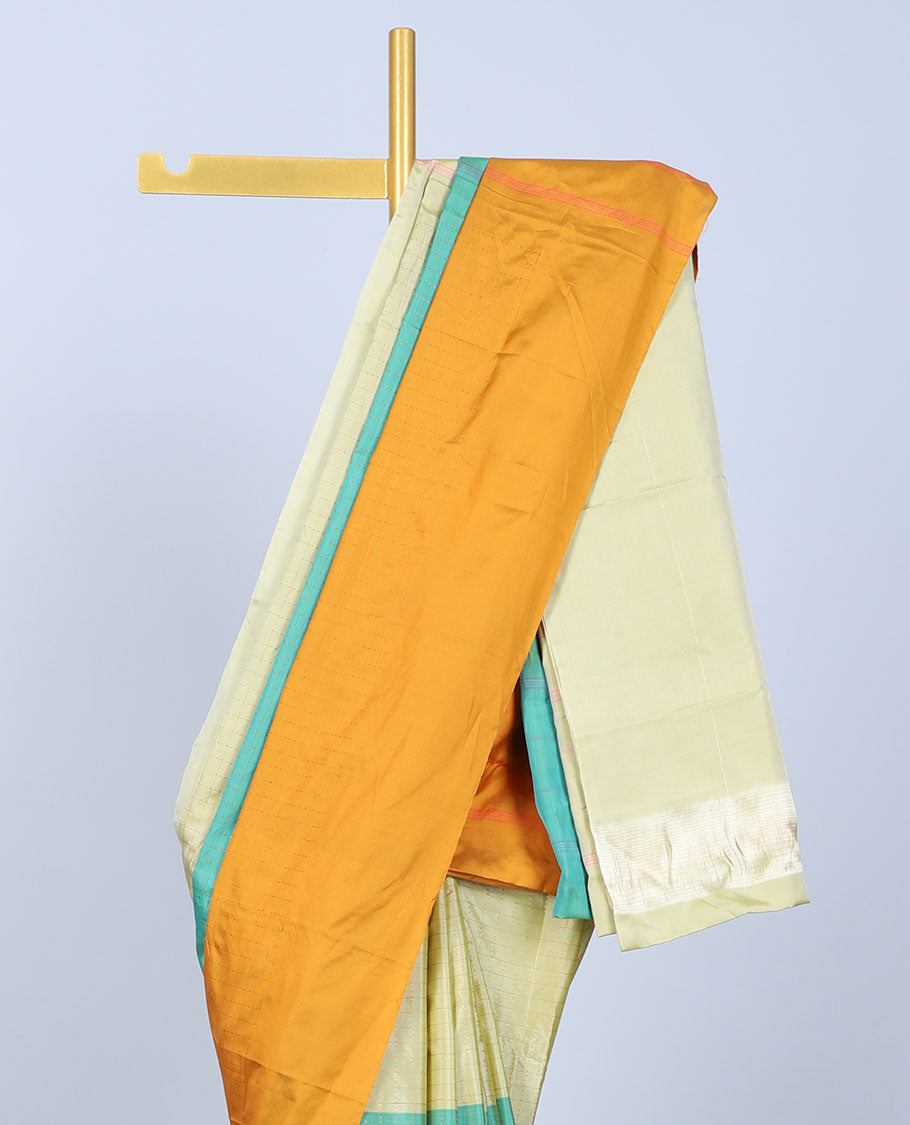 Pothys Borderless multi-color arani gift saree with checks & stripes, self-pallu of stripes - view 2