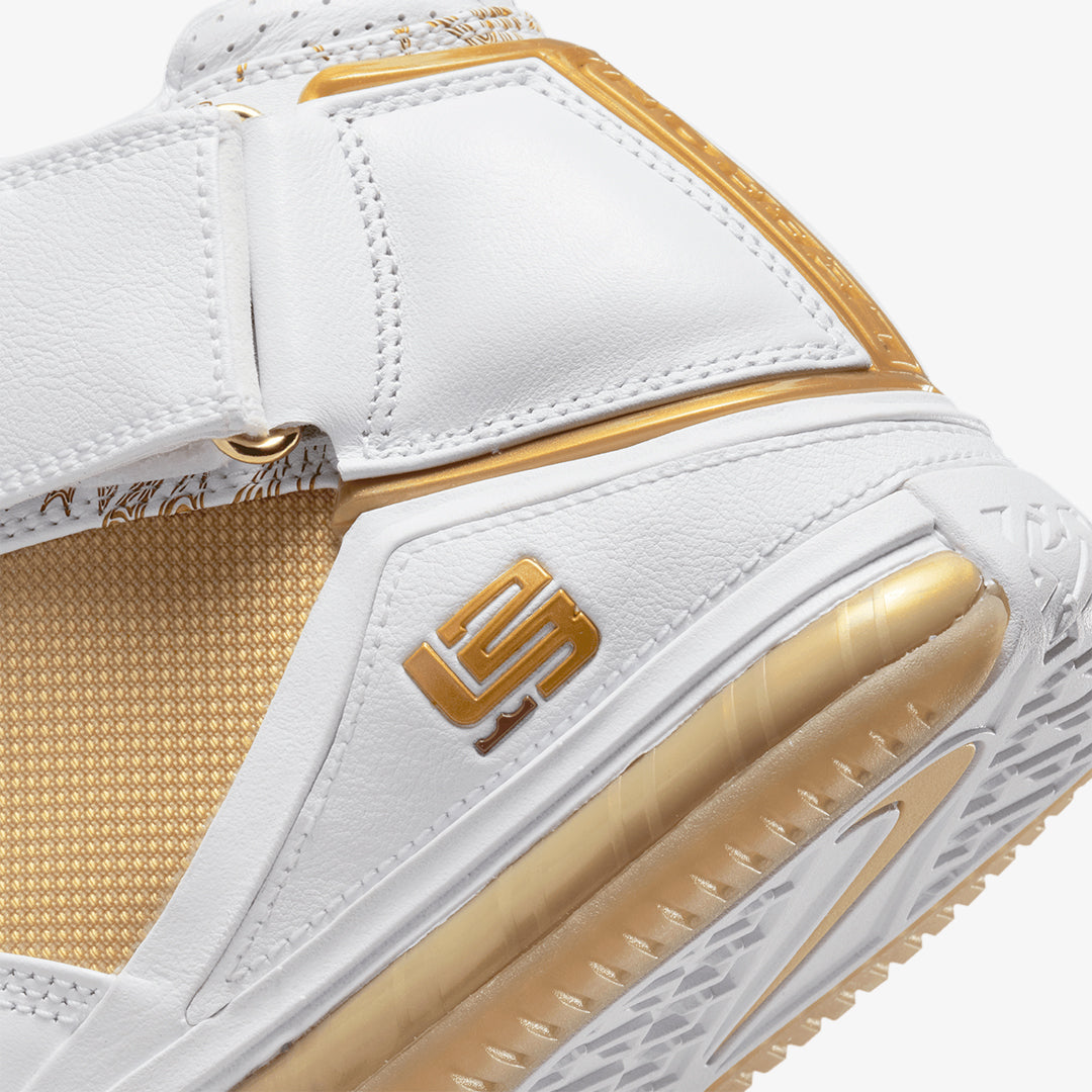 Nike | LEBRON 2 MACCABI { WHITE/METALLIC GOLD-VARSITY CRIMSON - view 3