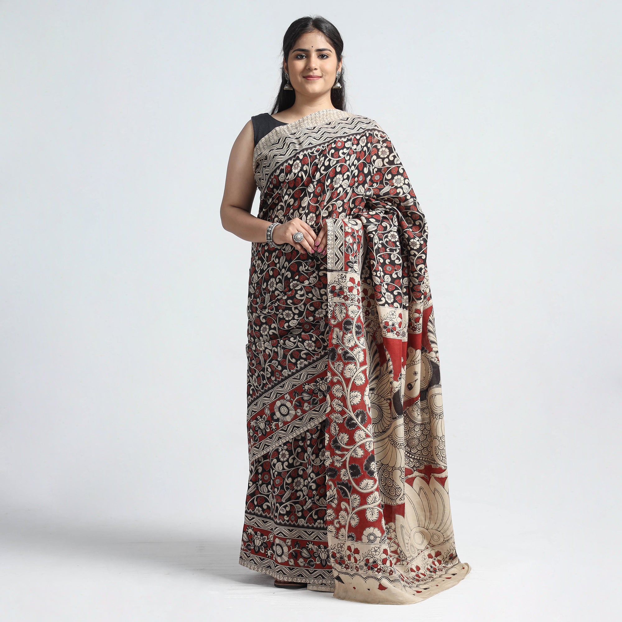 SOUTH KARGHA Multicolor - Kalamkari Printed Silk Cotton Saree