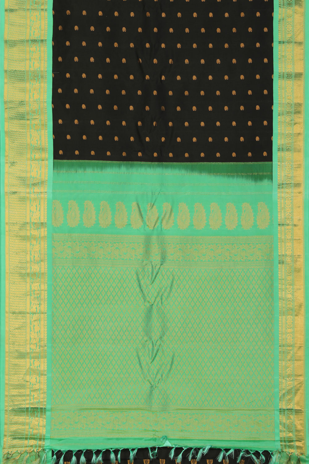 Kalanjali Gadwal Silk Black Saree – Women's - view 3