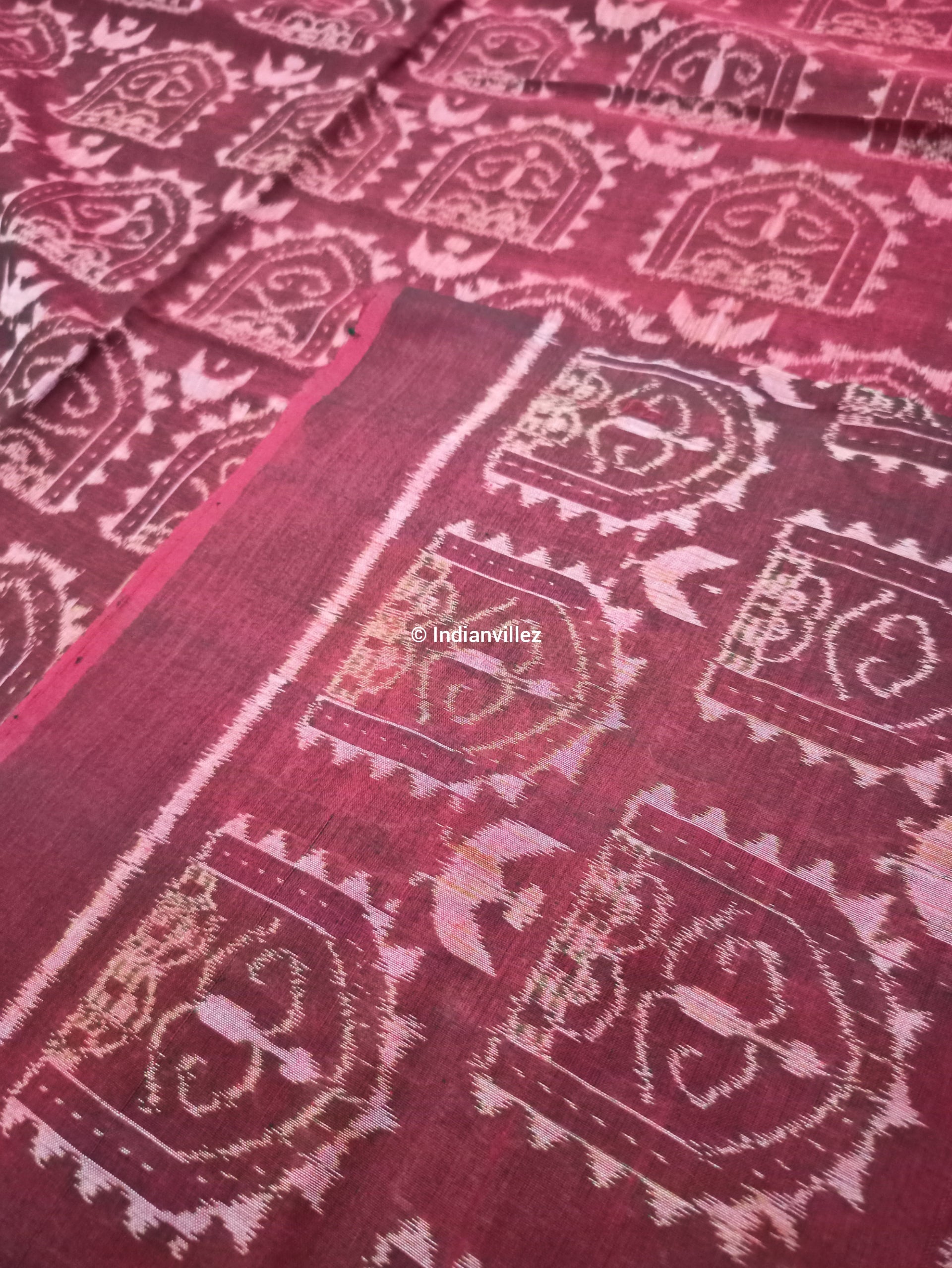 IndianVillèz Dual Tone Sambalpuri Ikat Cotton Fabric - view 2