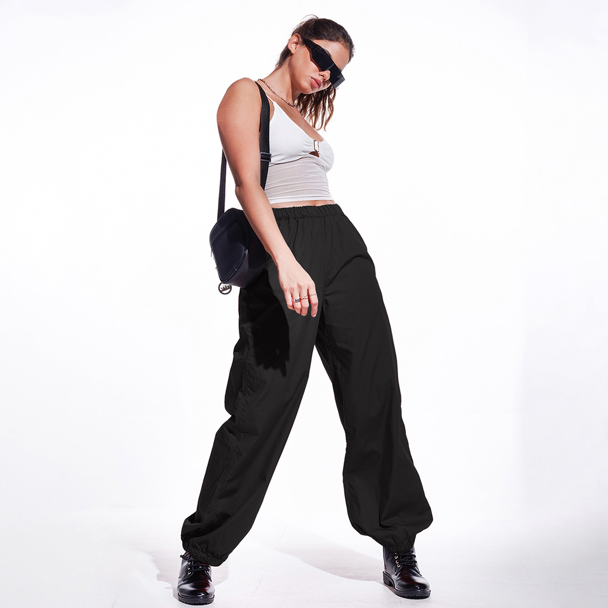 Normore Black Oversized Parachute Pants