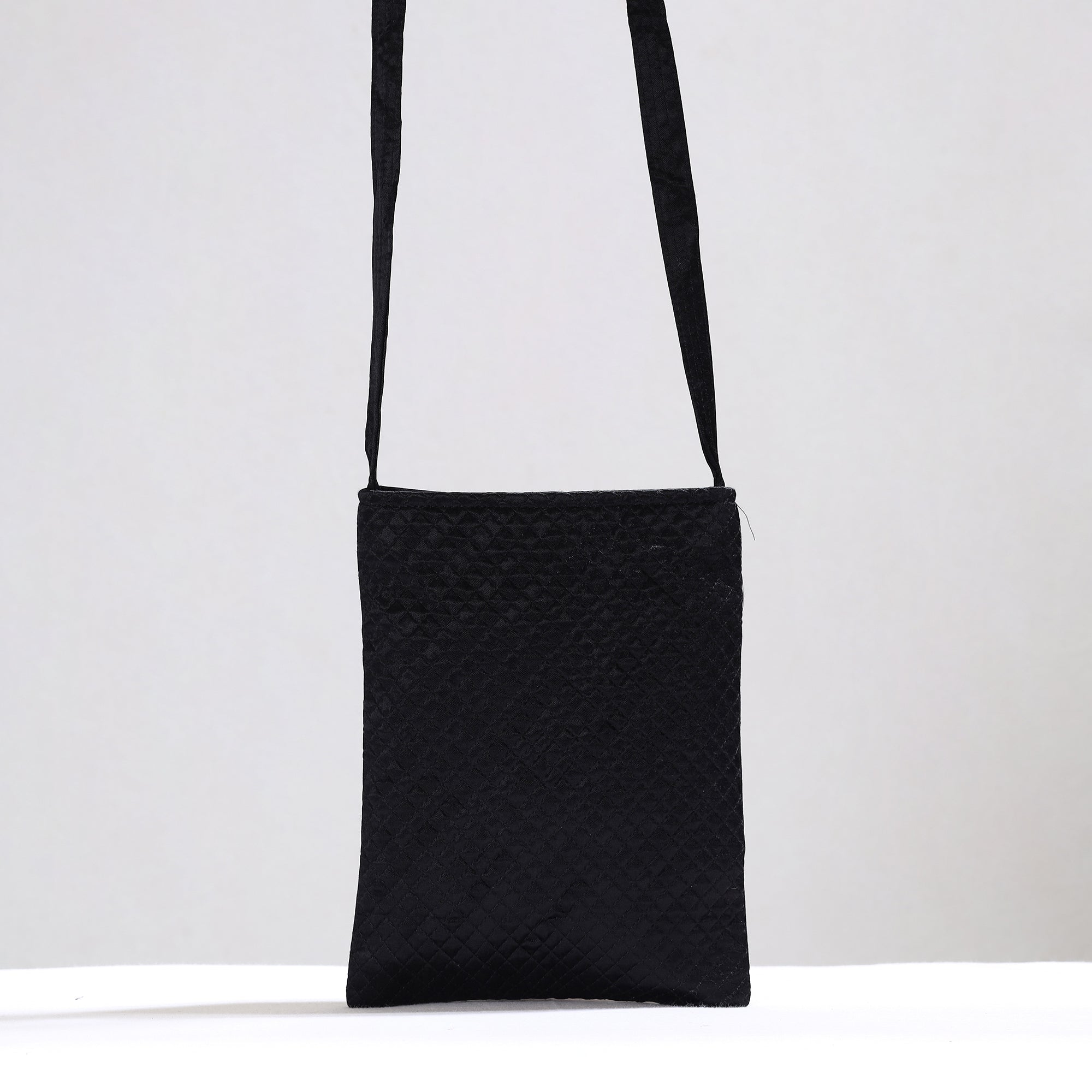KACHCHH JI CHHAAP Black - Kutch Neran Hand Embroidery Mirror Work Mashru Silk Sling Bag 08 - view 4