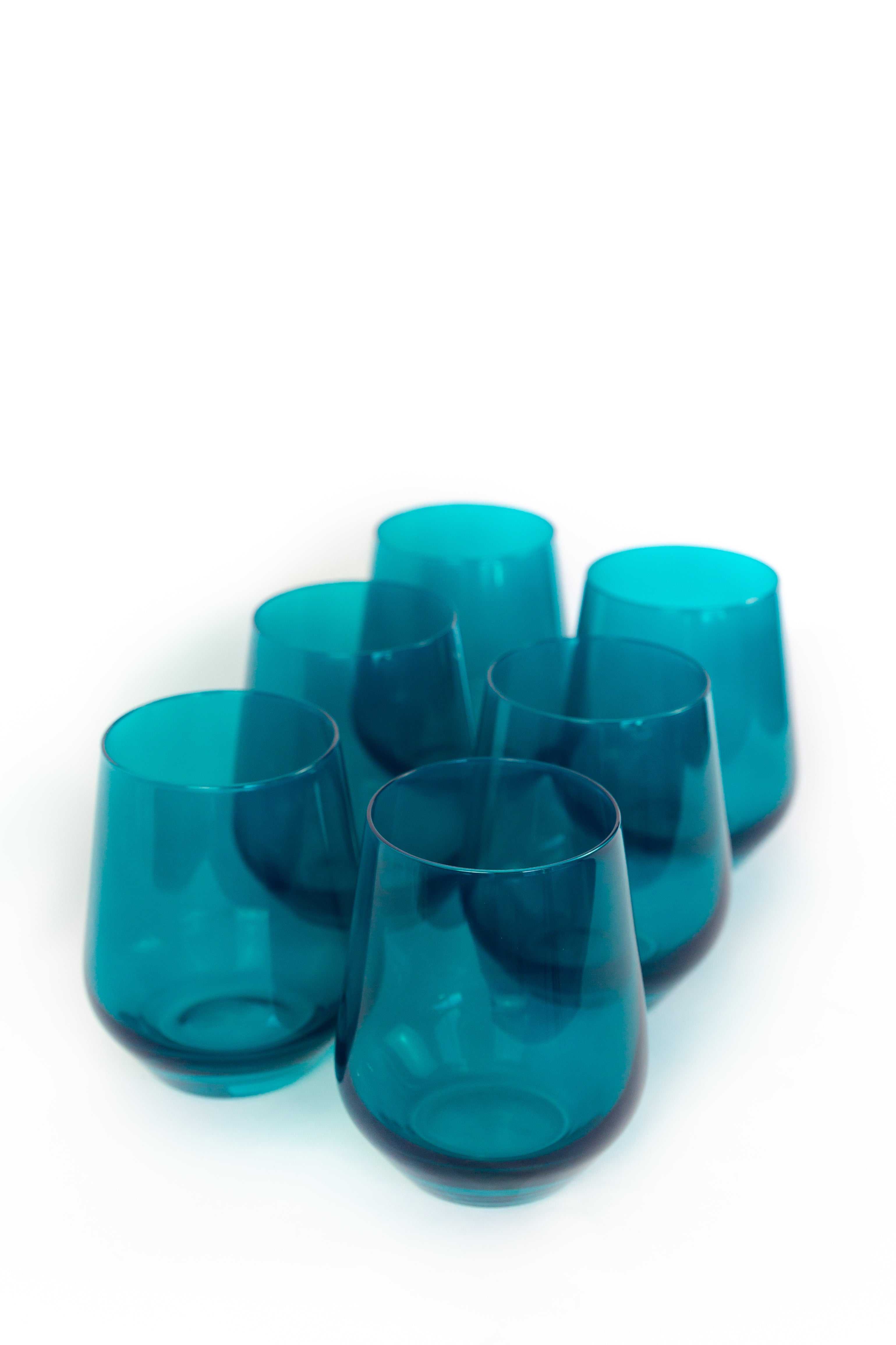 Estelle Colored Glass Estelle Colored Wine Stemless - Set of 6 {Teal} - view 7