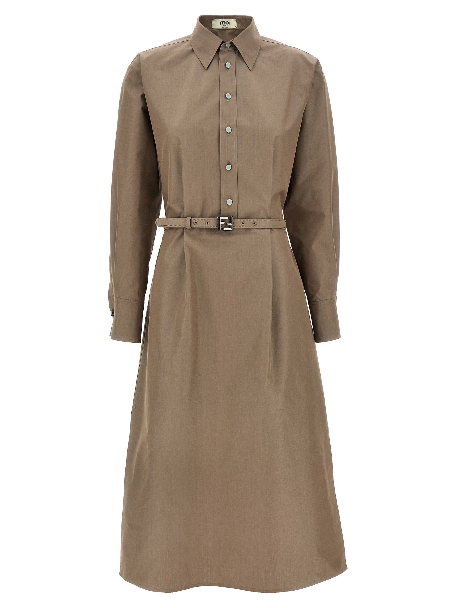 Fendi Chemisier Midi Dress – 56% cotton, 44% silk