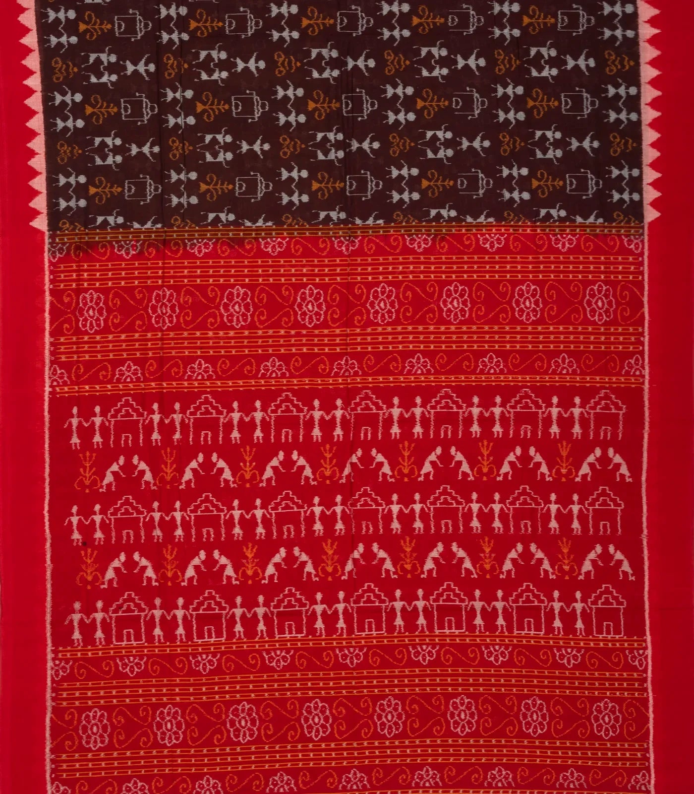 RmKV Brown Orissa Cotton Saree With Tie & Dye Motifs - view 2