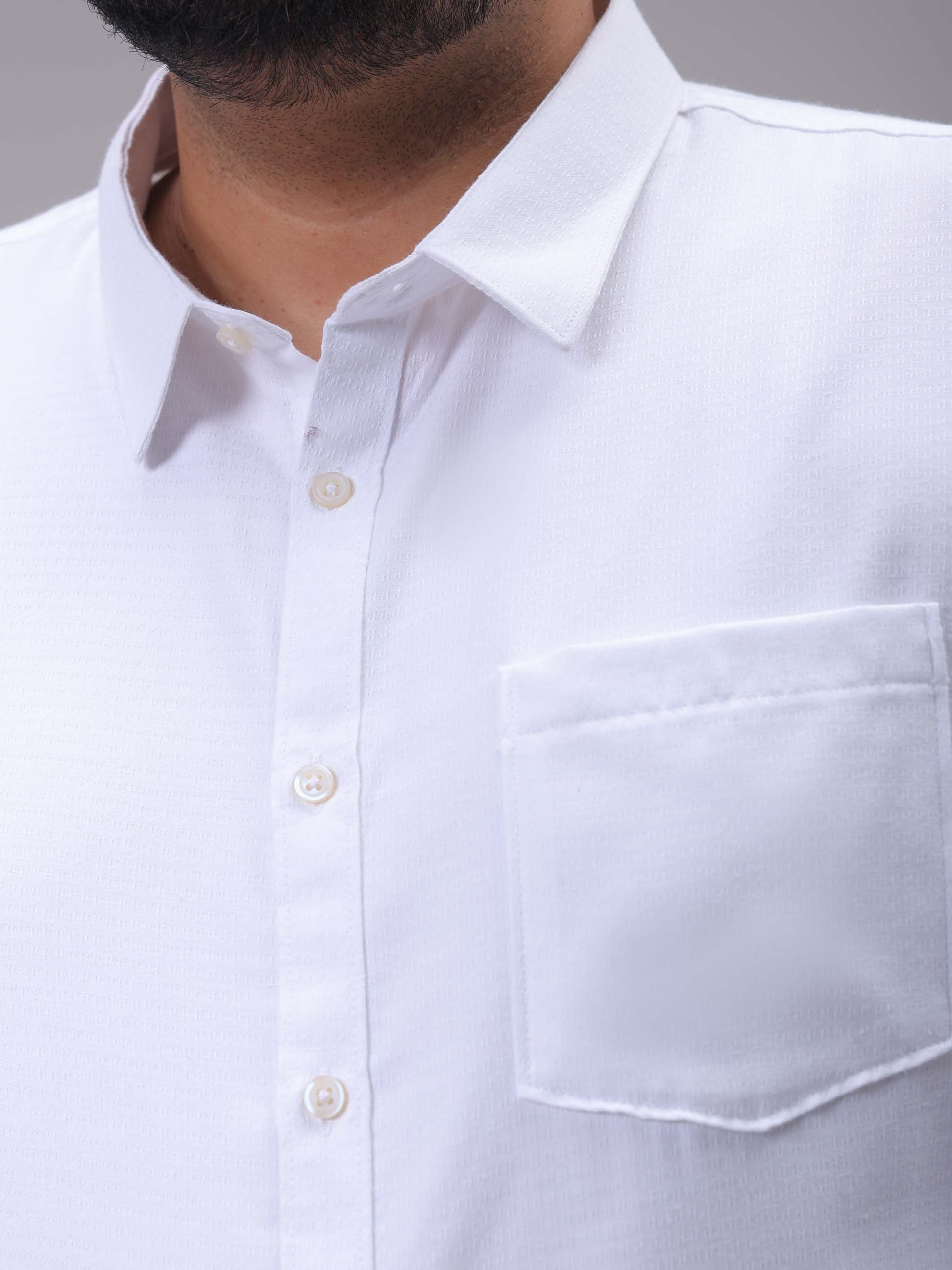 HARDSODA Men's Plus Size White Regular Fit Solid Formal Shirt - view 5