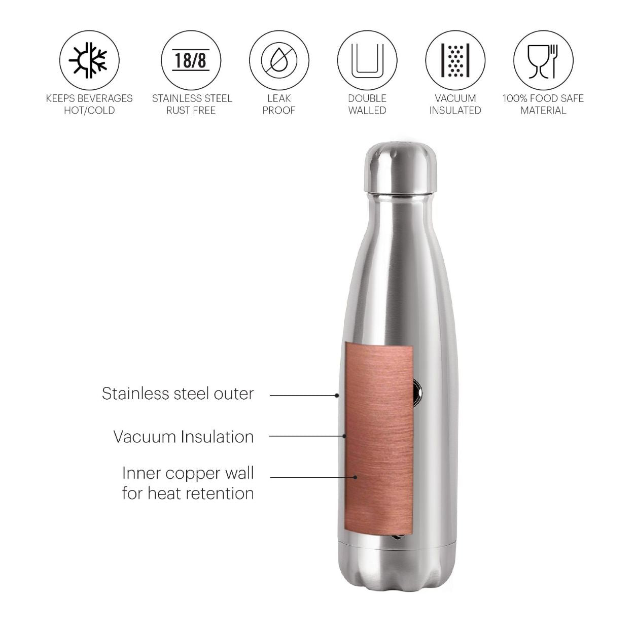 Cello Swift Flask, Vacusteel Water Bottle, 500ml - view 3