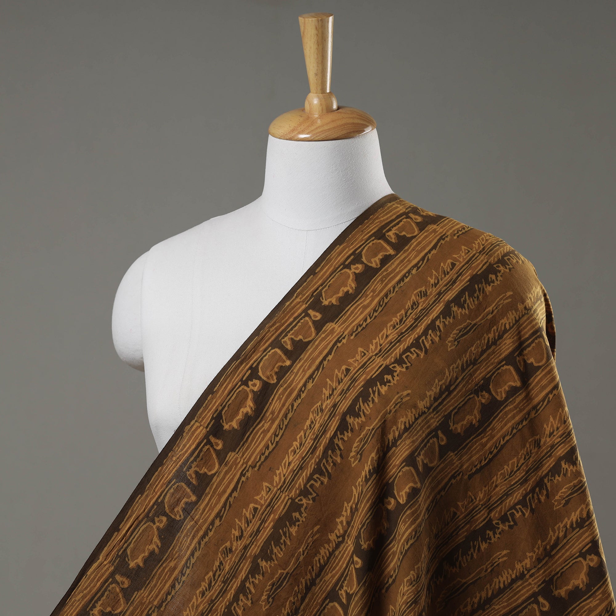 HAVELI CHRONICLES Brown - Hand Block Printed Cotton Akola Fabric