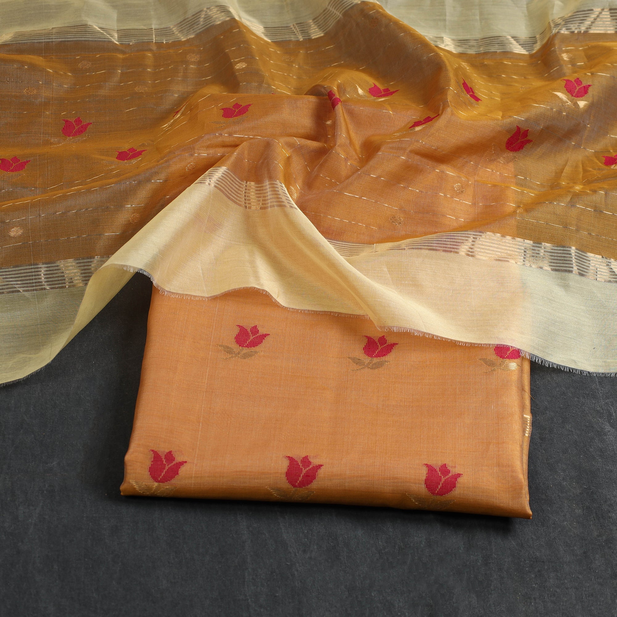 CHANDERI BY RAUPH KHAN 2pc Zari Buti Handloom Chanderi Silk Dress Material 25 - view 2