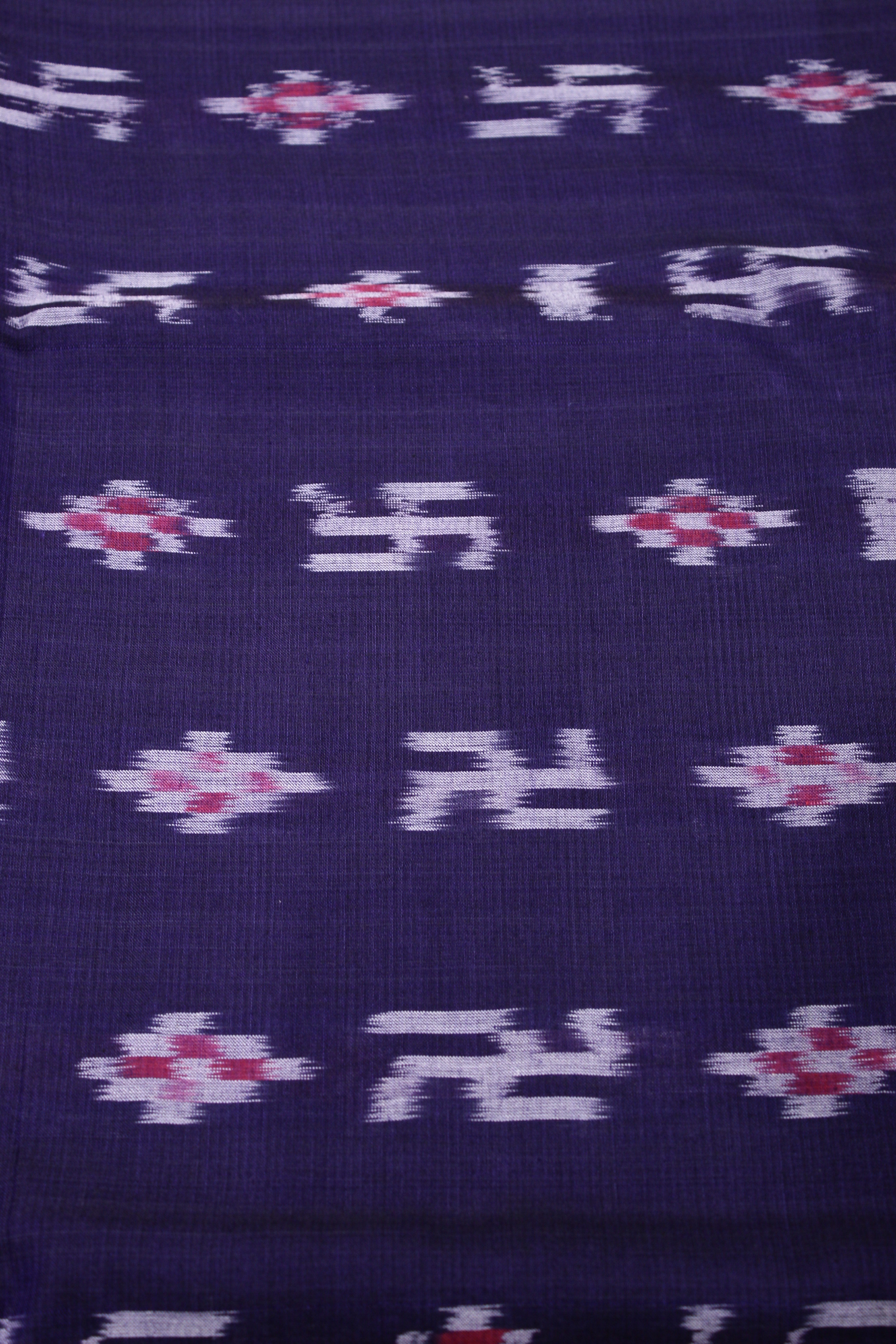 IndianVillèz Blue Pasapali Swastik Sambalpuri Ikat Cotton Fabric - view 2